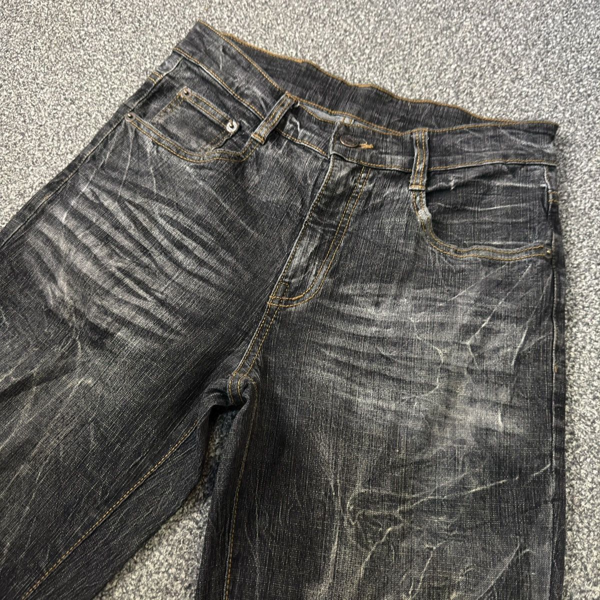 Le Grande Bleu (L.G.B.) 🔥🇯🇵 Y2K Japanese D-Douh Wash Out Punk Grunge Distressed Denim Size US 29 - 3 Thumbnail
