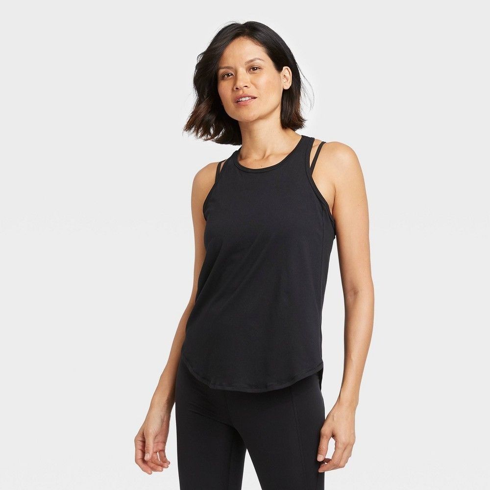 Other Womens Double Strap Racerback Tank Top - Black Size L / US 10 / IT 46 - 1 Thumbnail