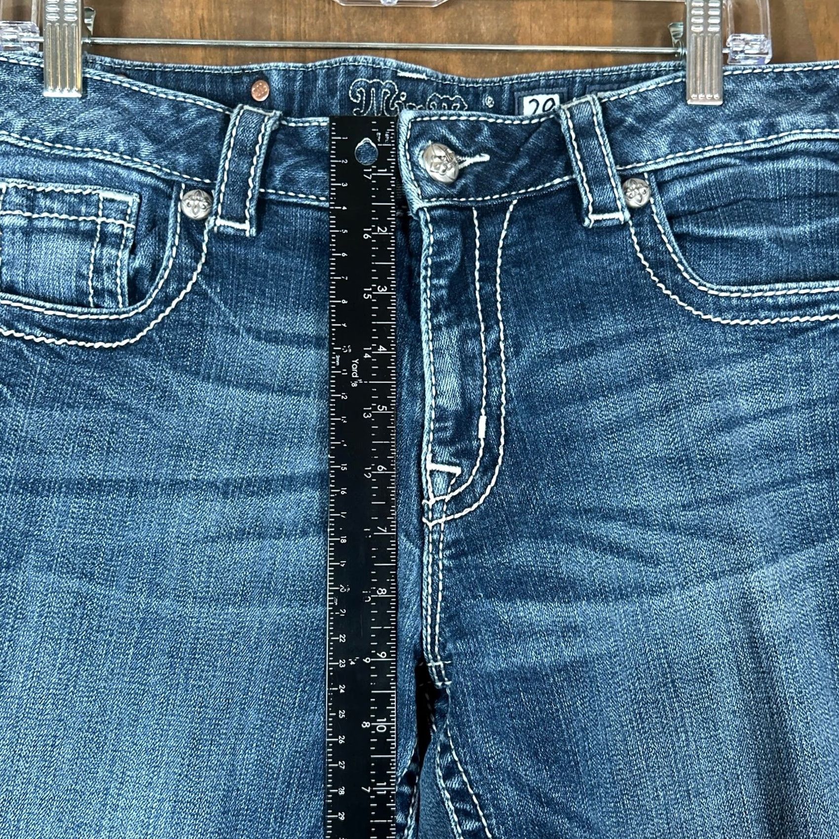 Miss Me Miss Me Jeans Blue Denim Mid Rise Boyfriend Capri Stretch 29 Womens Size 29" - 7 Thumbnail