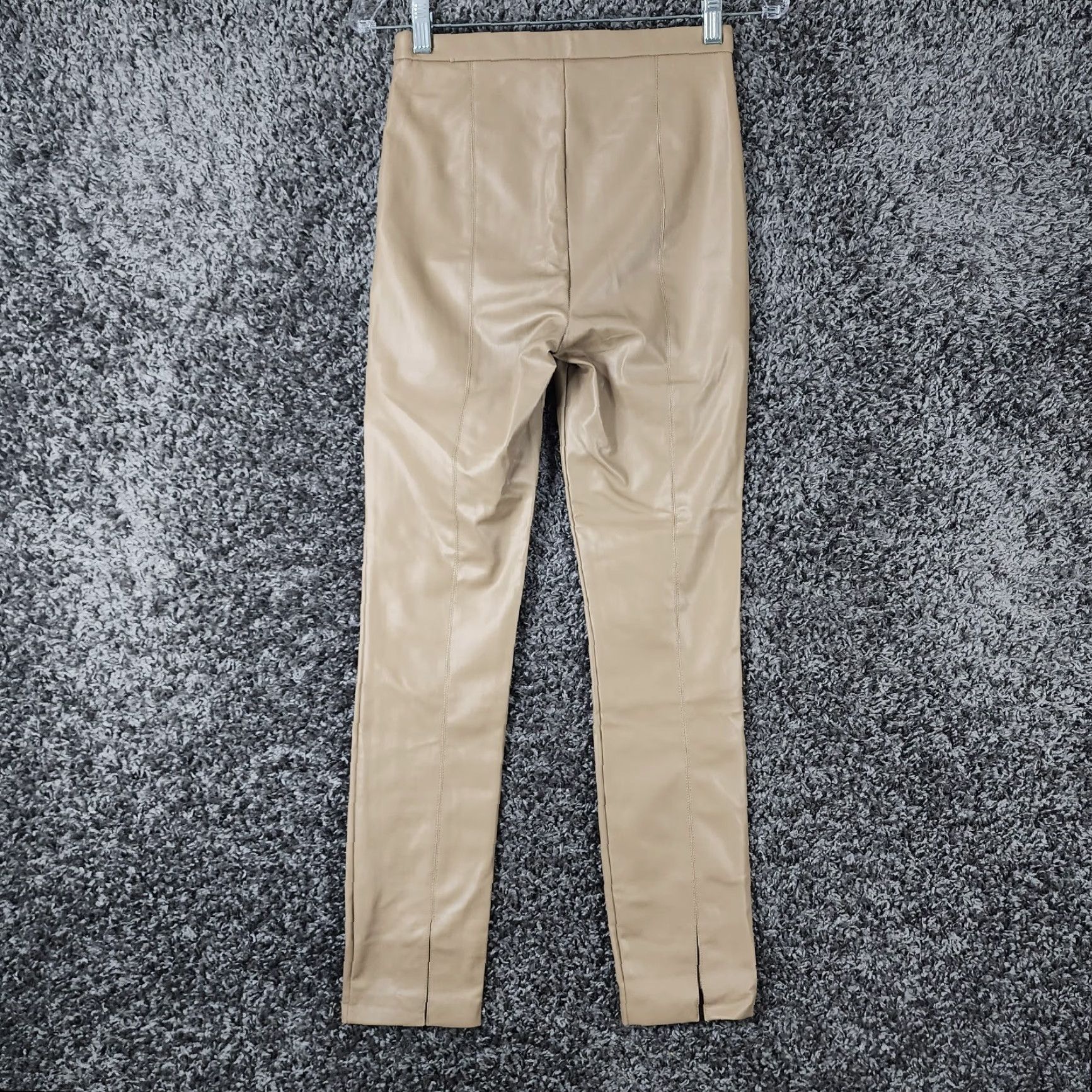 Zara Zara Pants Womens Brown Skinny 100% Polyester Side Zip Stretch Size S Size 28" / US 6 / IT 42 - 6 Thumbnail