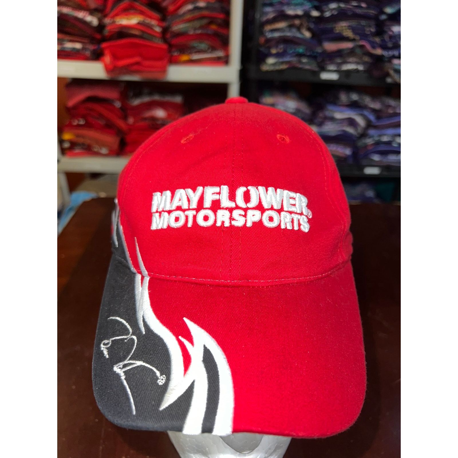 Vintage Vintage Mayflower Motorsports Hat Black Red Cap Headwear OS Size ONE SIZE - 3 Thumbnail