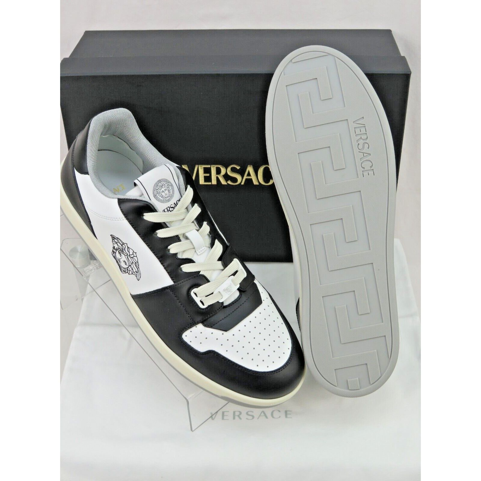 Versace VERSACE BLACK WHITE LEATHER MEDUSA HEAD SNEAKERS US 14 47 IT Size US 14 / EU 47 - 10 Thumbnail