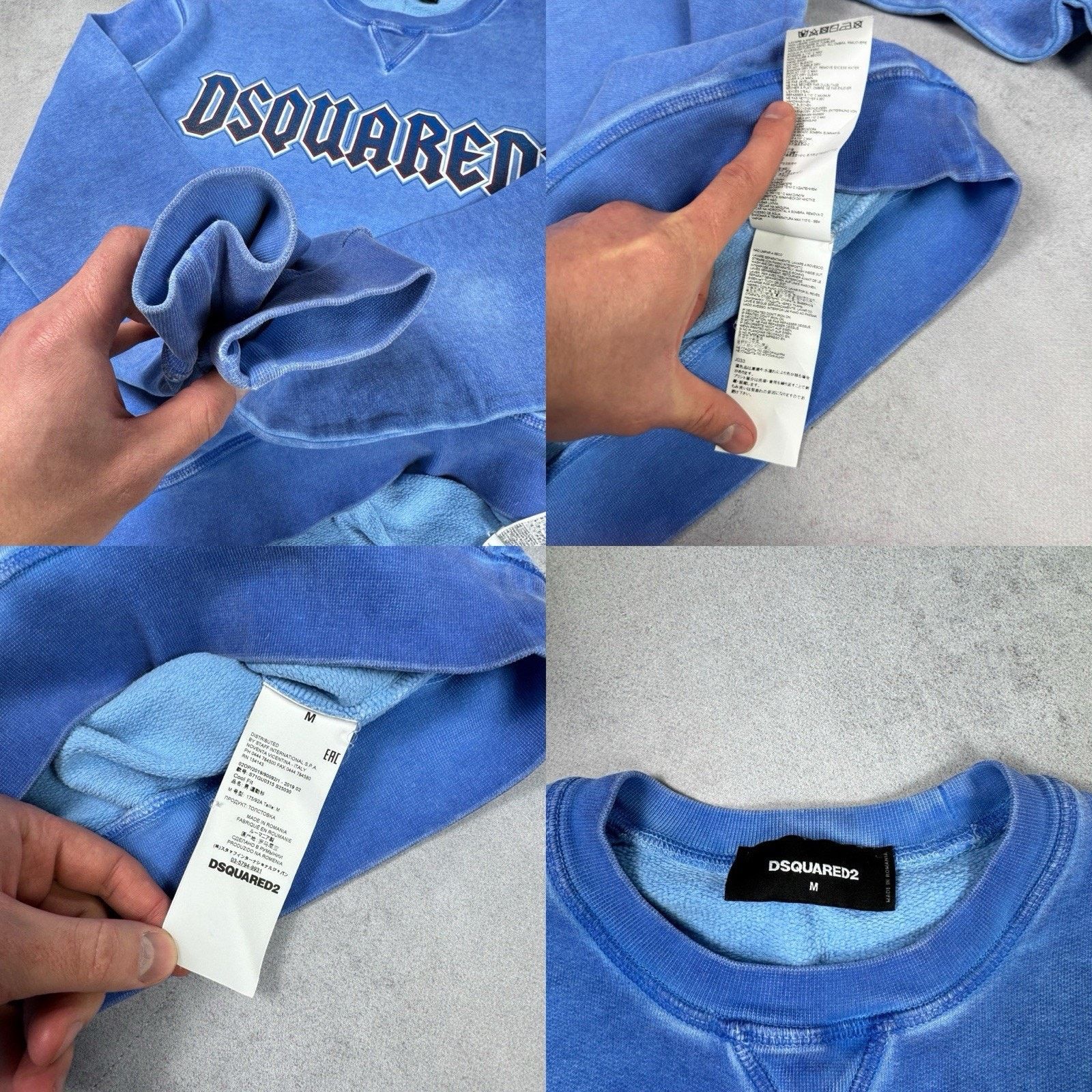 Dsquared2 Dsquared2 Men Big Logo Sweatshirt Men M Blue Garment Dyed Size US M / EU 48-50 / 2 - 23 Thumbnail