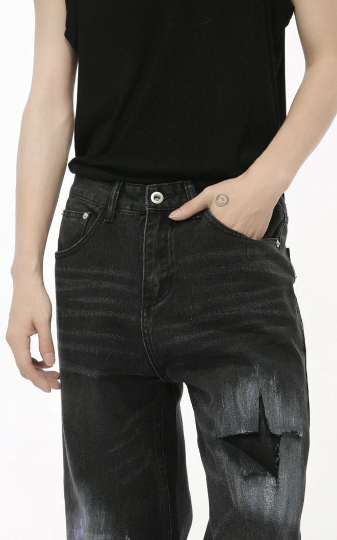 Jean × Vintage Patch Piercing Design Jeans Size US 28 / EU 44 - 5 Thumbnail