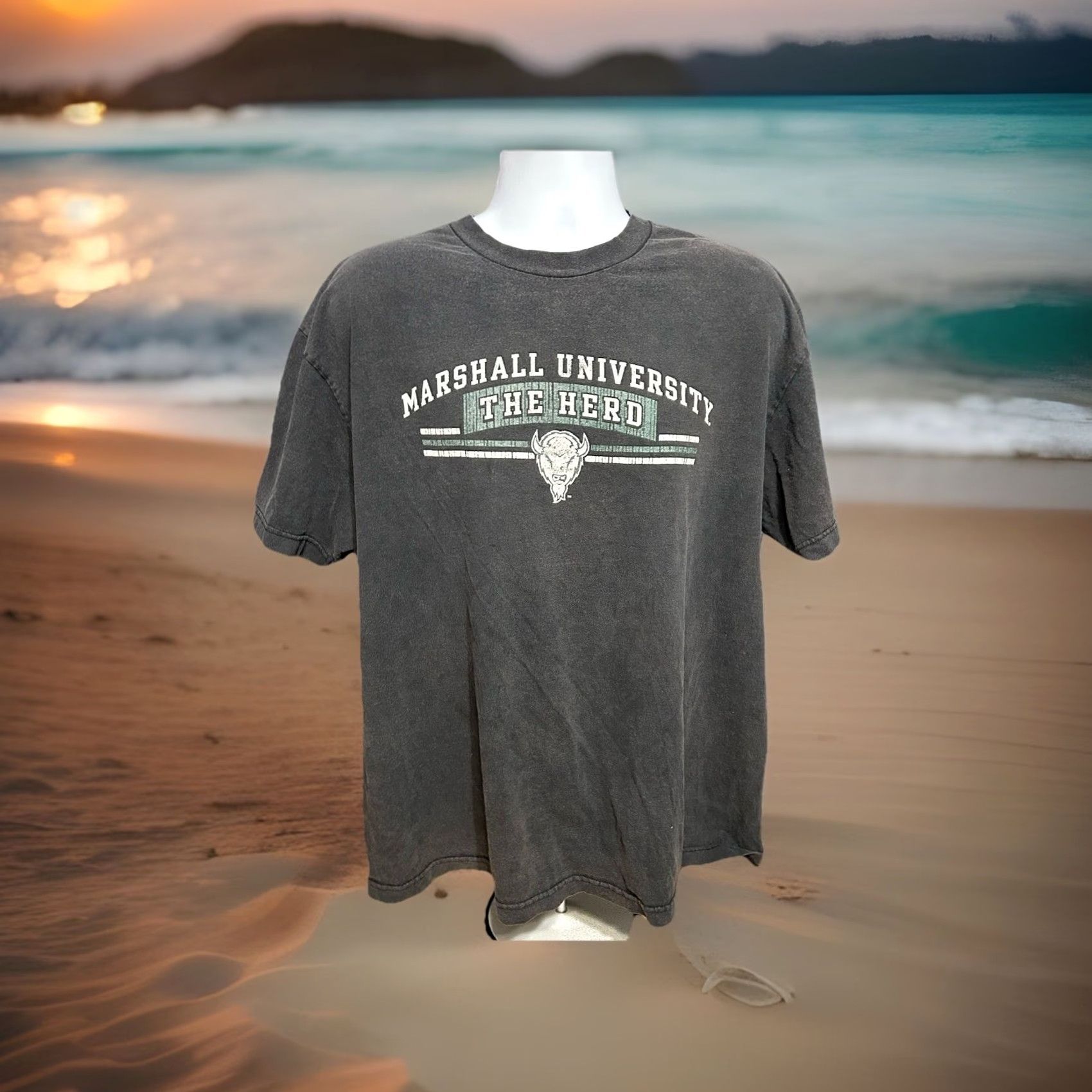 Vintage VTG Marshall University The Heard Short Sleeve Shirt Men XL Black TCX Apparel Size US XL / EU 56 / 4 - 4 Thumbnail