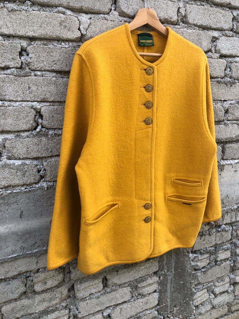 Kurt Geiger Vintage Geiger Wool Yellow Button Jacket Size M / US 6-8 / IT 42-44 - 5 Thumbnail