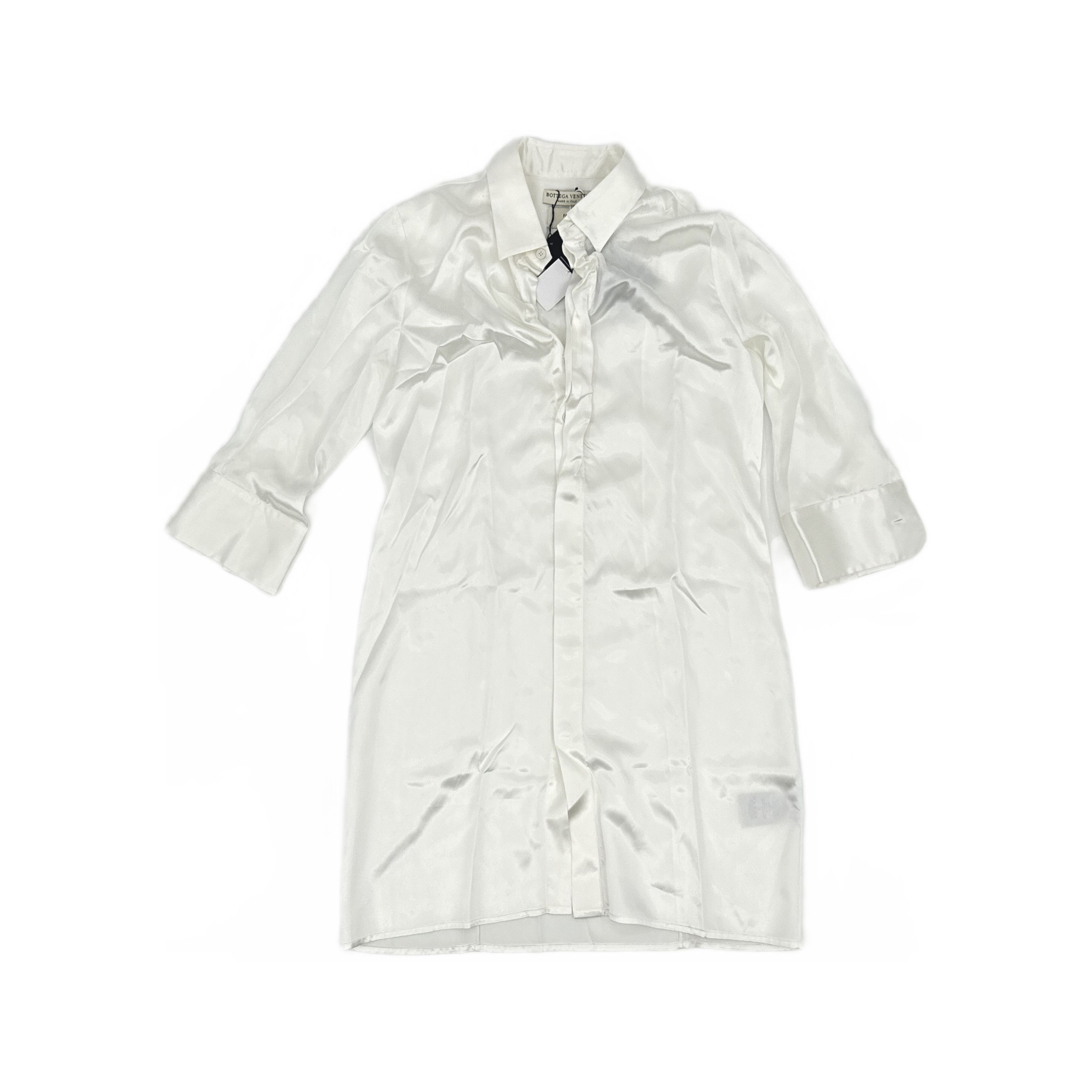 Bottega Veneta Bottega Veneta Satin Button-Up Shirt Dress White 44 Size M / US 6-8 / IT 42-44 - 1 Thumbnail
