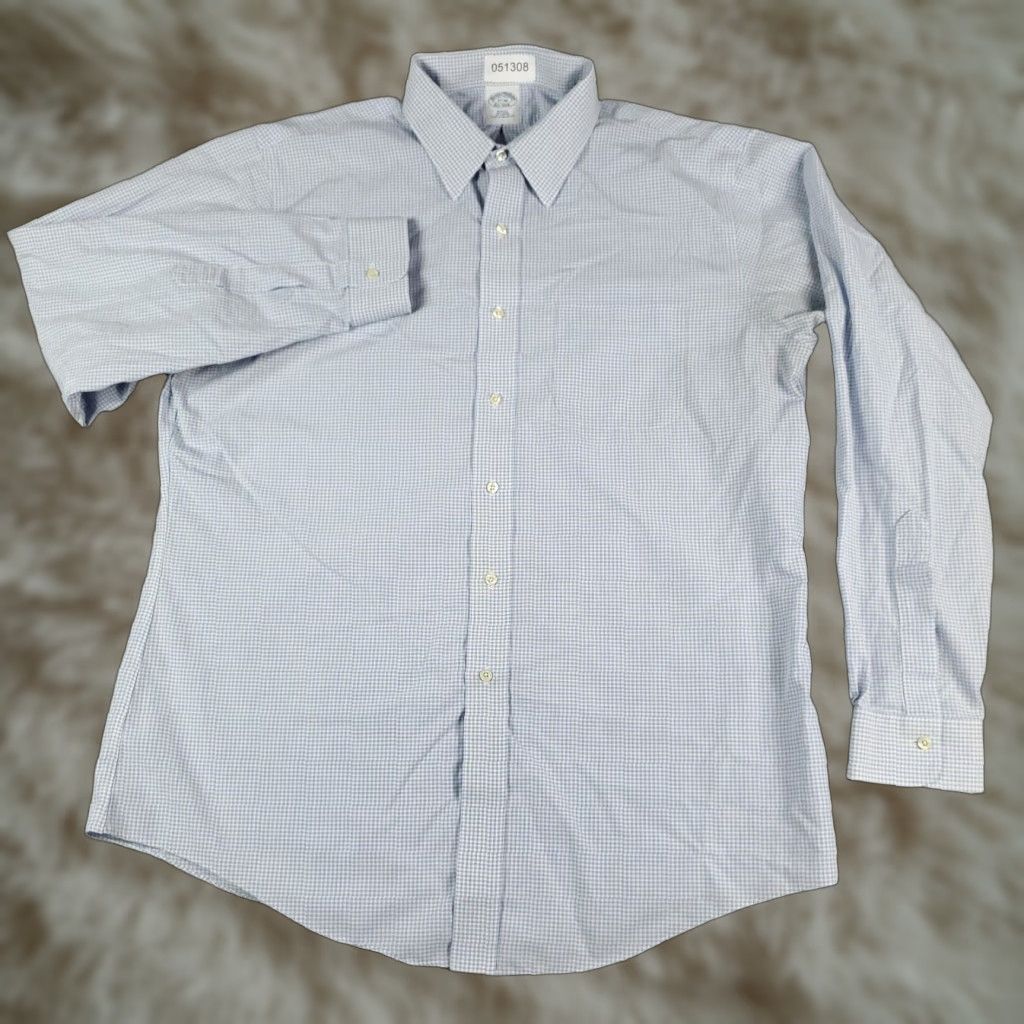 Brooks Brothers Brooks Brothers Dress Shirt Mens Size 17 Blue Plaid Long Sleeve Button Up Regular Fit Size 46R - 1 Thumbnail