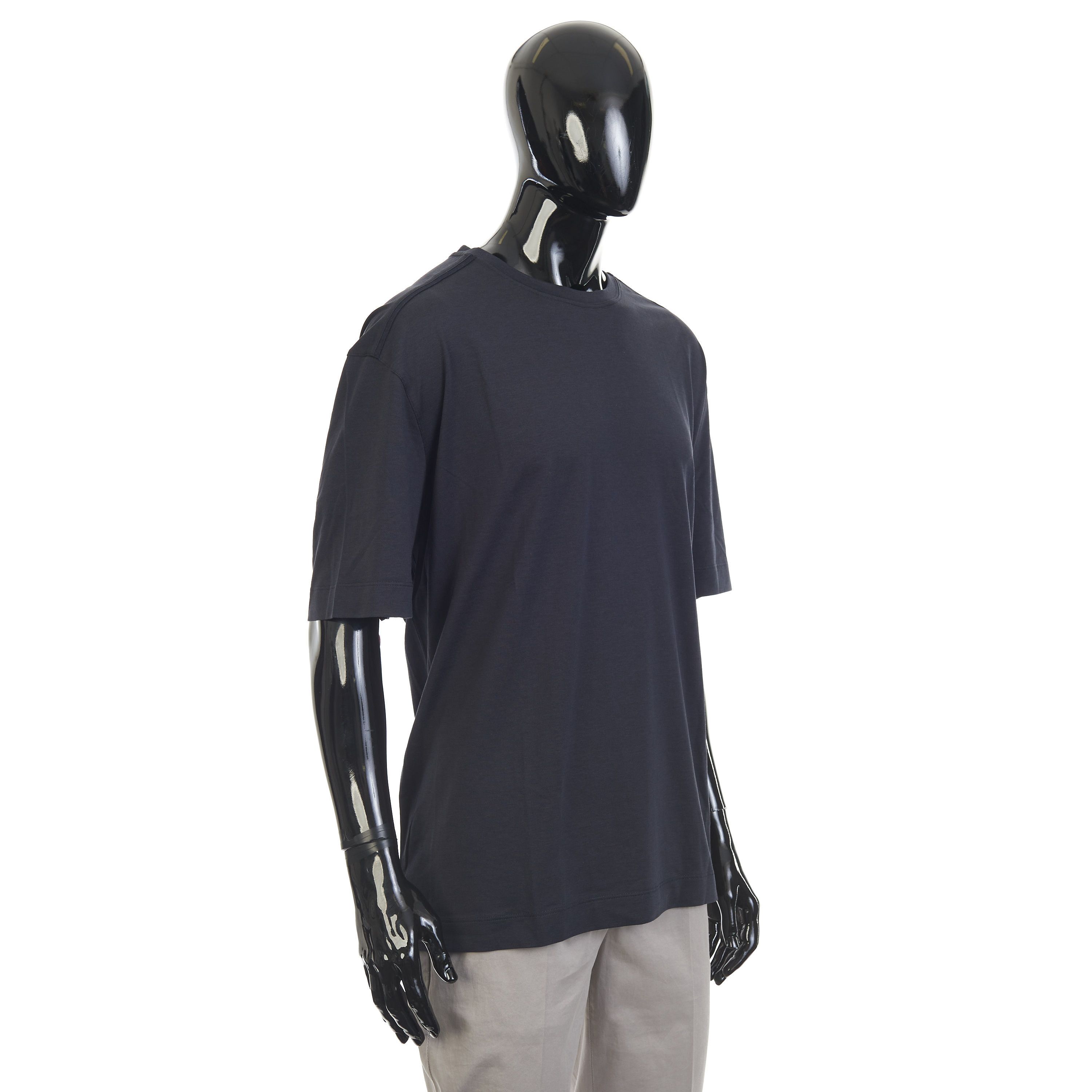 Ermenegildo Zegna Navy Blue Silk & Cotton Crewneck Tshirt 3XL Size US XXL / EU 58 / 5 - 8 Thumbnail