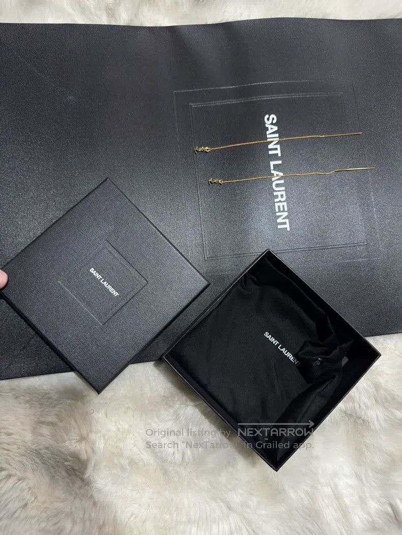 Saint Laurent Paris Saint Laurent Paris Gold Logo Hoop Earrings Size ONE SIZE - 9 Thumbnail