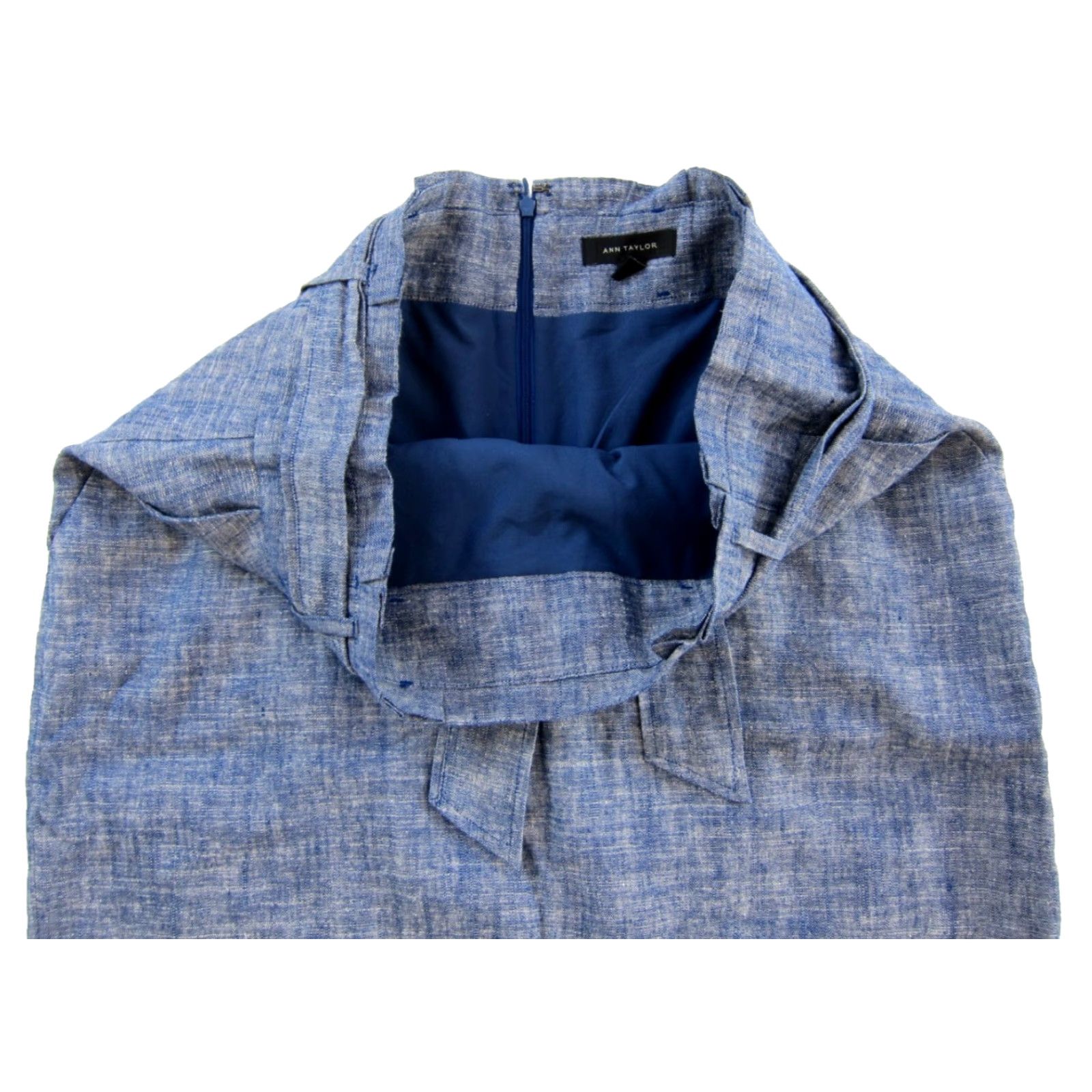 Ann Taylor Ann Taylor Loft Skirt Women Size 12 Linen Blue Belted Pocket Pencil Straight Solid Size 34" / US 12 / IT 48 - 5 Thumbnail