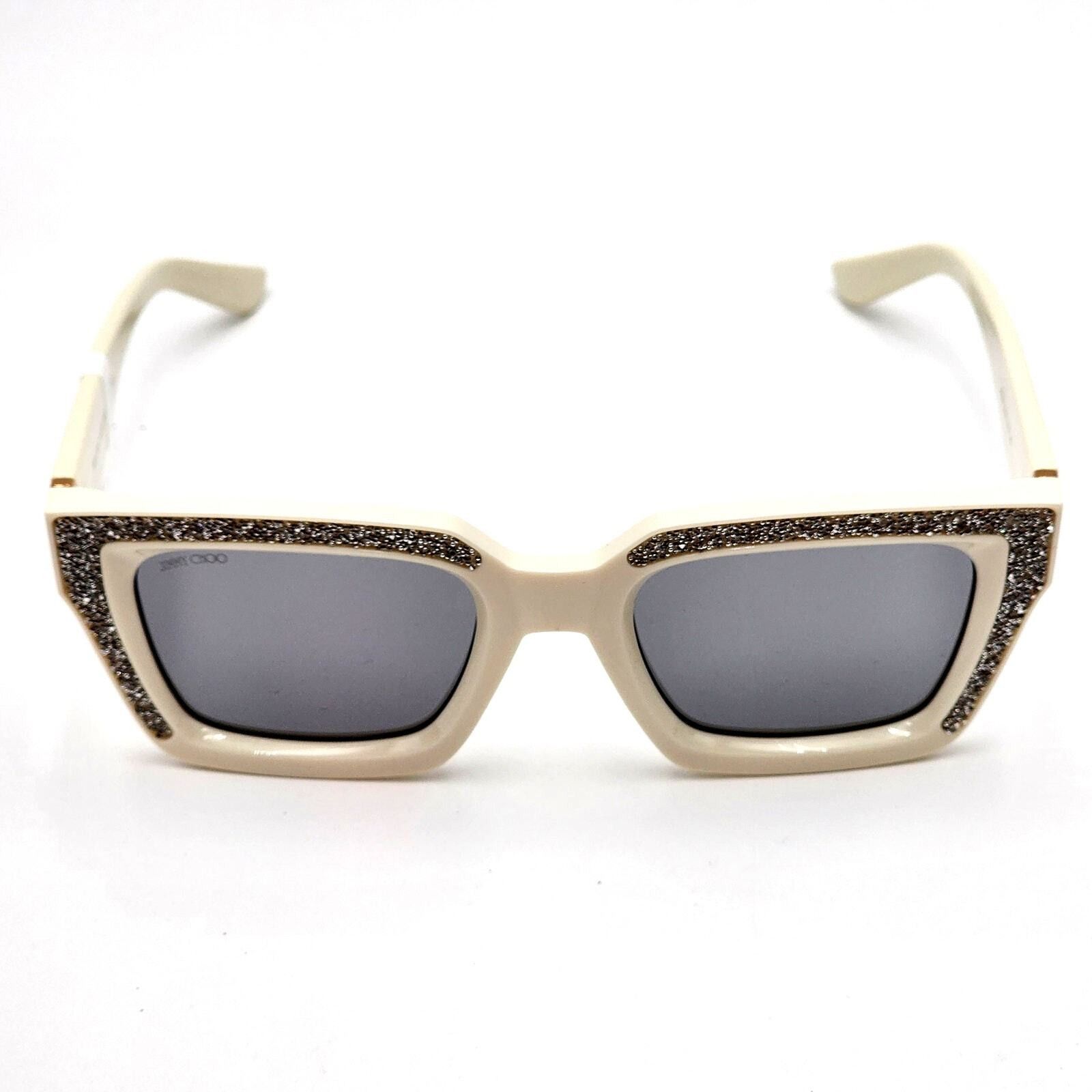 Jimmy Choo Jimmy Choo 51MM Embellished White/Ivory Rectangle Sunglasses Size ONE SIZE - 12 Thumbnail