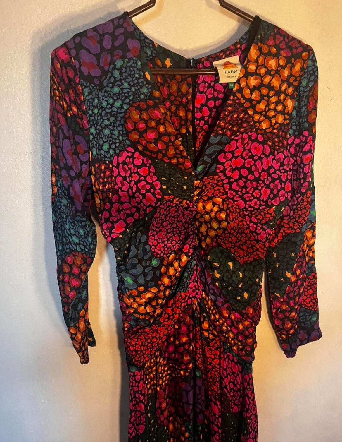 Farm Rio Farm Rio Rainbow Hearts Ruched Long Sleeve Midi Dress Size M / US 6-8 / IT 42-44 - 1 Thumbnail
