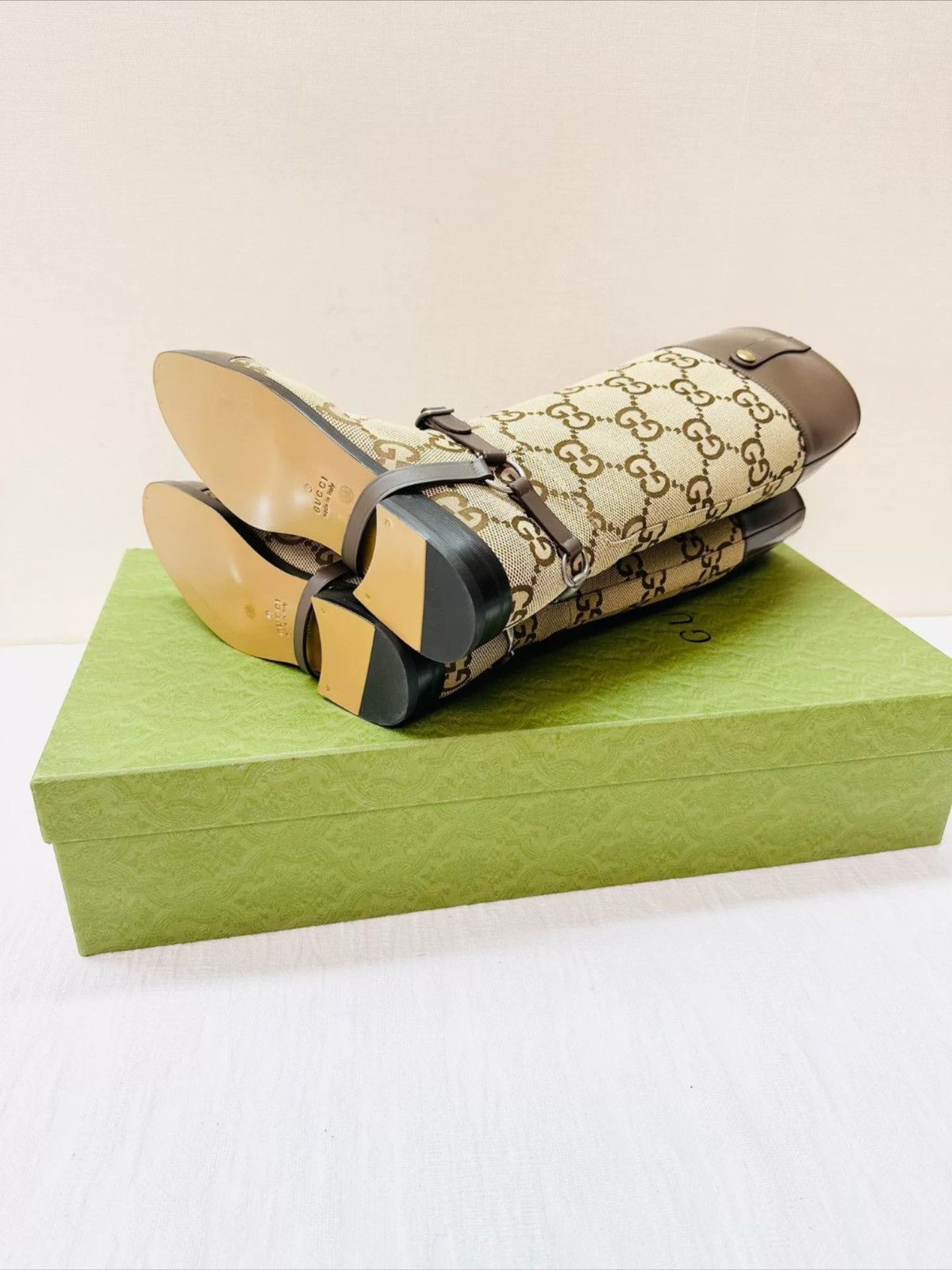 Gucci GG CANVAS & LEATHER KNEE BOOTS Size US 10 / EU 43 - 6 Thumbnail