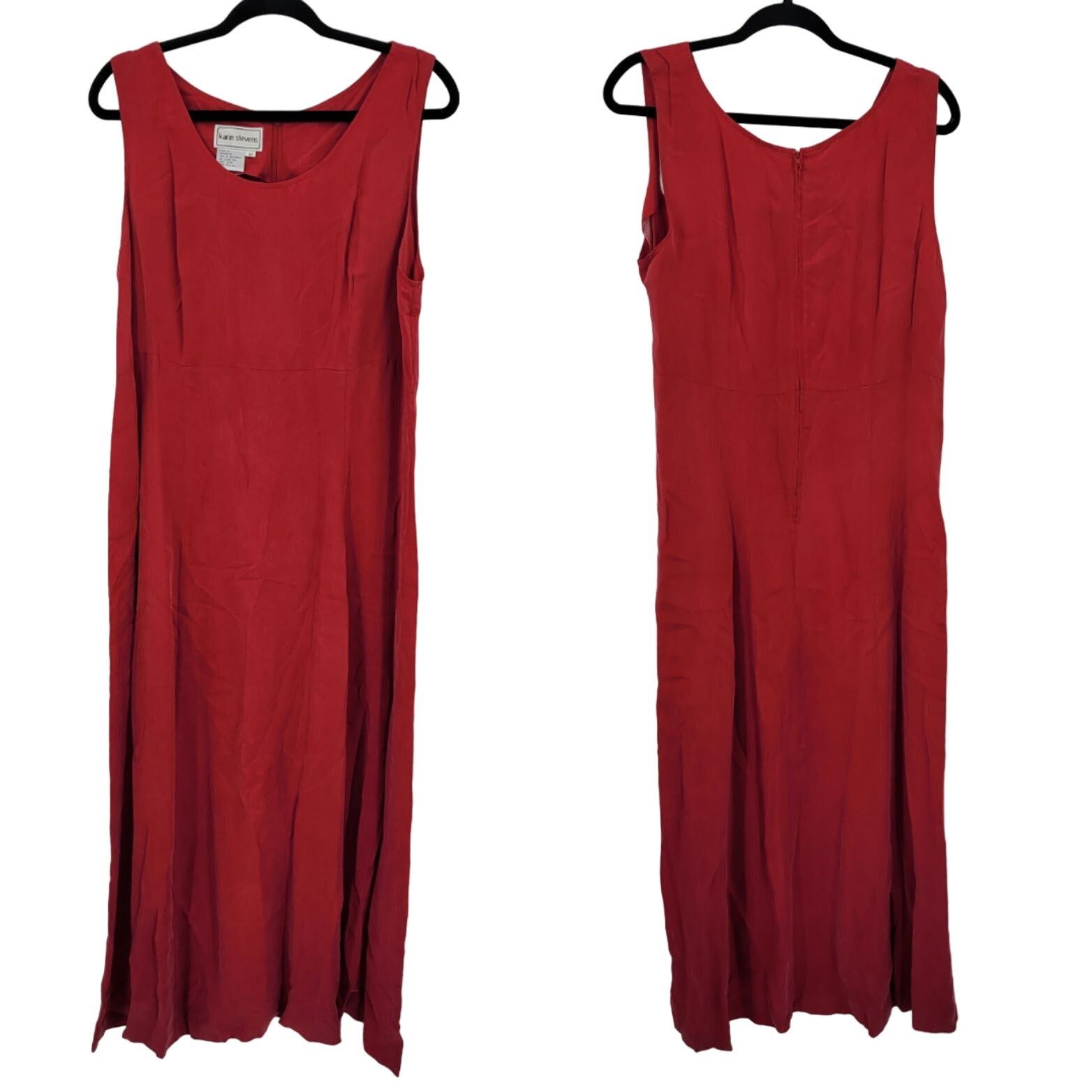 Vintage Karin Stevens Red Sleeveless Modest Maxi Dress 16 2pc Set Pl Size XXL / US 16-18 / IT 52-54 - 2 Thumbnail