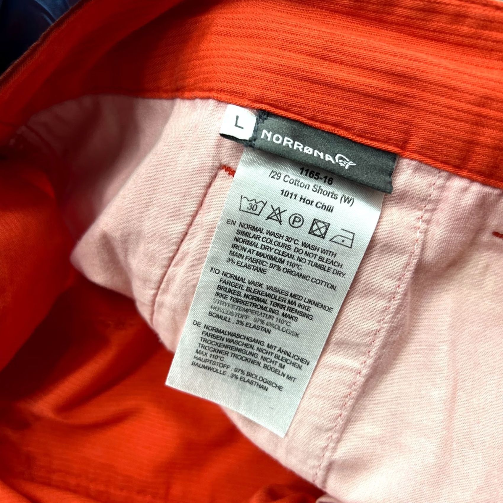 Vintage Norrona /29 Cotton Shorts Womens Large Hot Chili Orange Hiking Outdoor Trekking Size 36" / US 14 / IT 50 - 5 Thumbnail