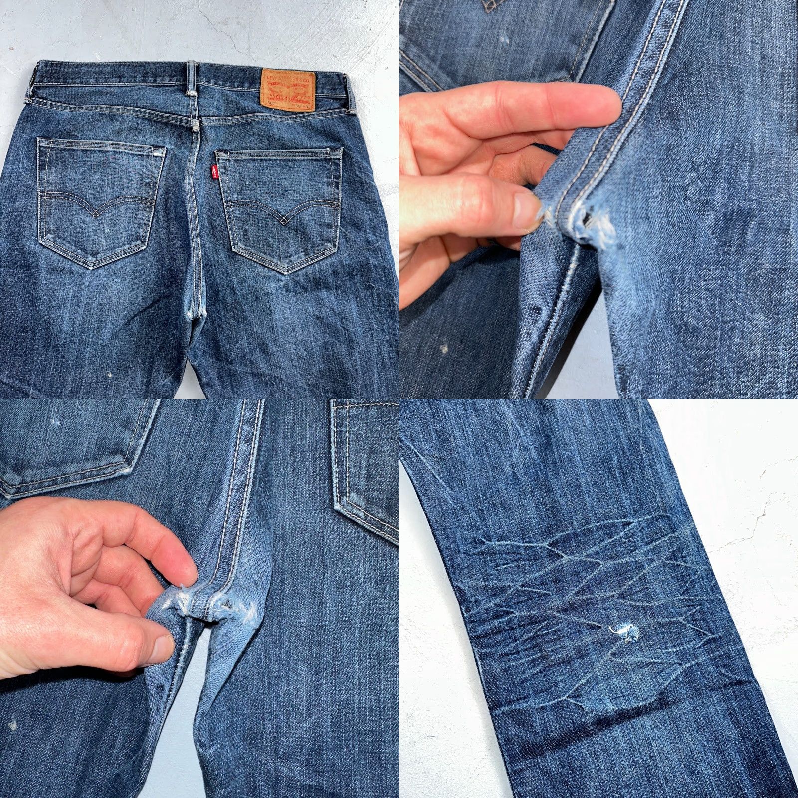 Levi's VINTAGE Levi's 501 Jeans Straight 90s Men 36x32 Blue Denim Cotton Button 32 Inseam VTG Wash Whiskers 501 Series Classic Mid Rise 36x32 Mens Size US 36 / EU 52 - 11 Thumbnail