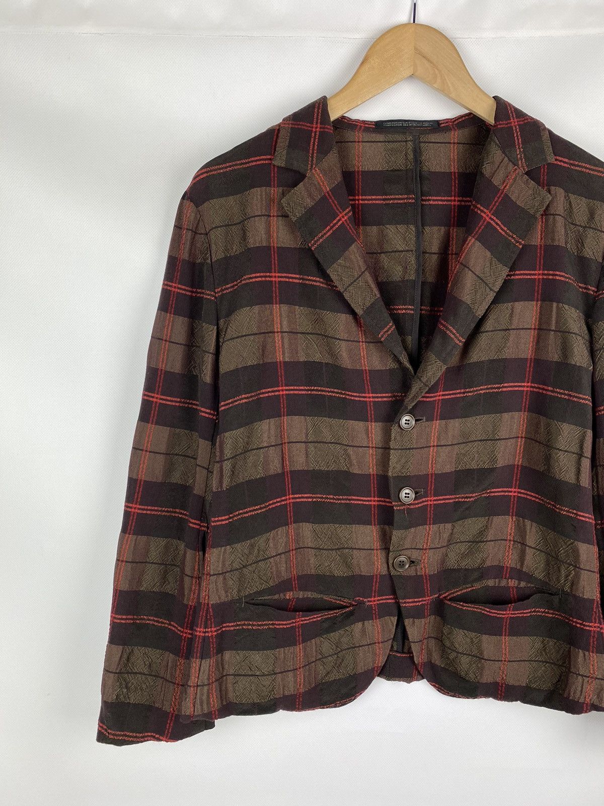 Yohji Yamamoto Rare Y’s Yohji Yamamoto checked Japanese blazer jacket Size L / US 10 / IT 46 - 2 Thumbnail
