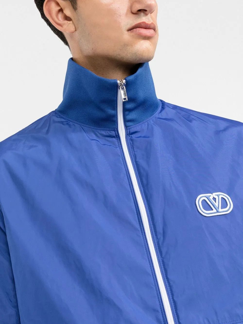 Valentino o1y0525 Logo Shell Bomber Jacket in Blue Size US M / EU 48-50 / 2 - 2 Thumbnail