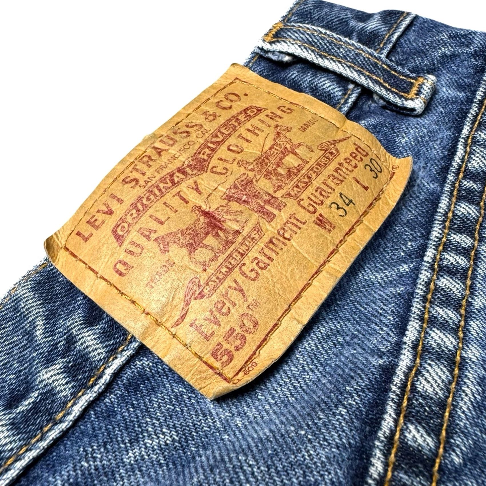 Levi's VINTAGE Levi's 550 Jeans 34x30 Relaxed Pleated Denim 90s USA Mens Pants Regular Inseam 30" Blue High Quality Pattern: Solid Size US 34 / EU 50 - 3 Thumbnail