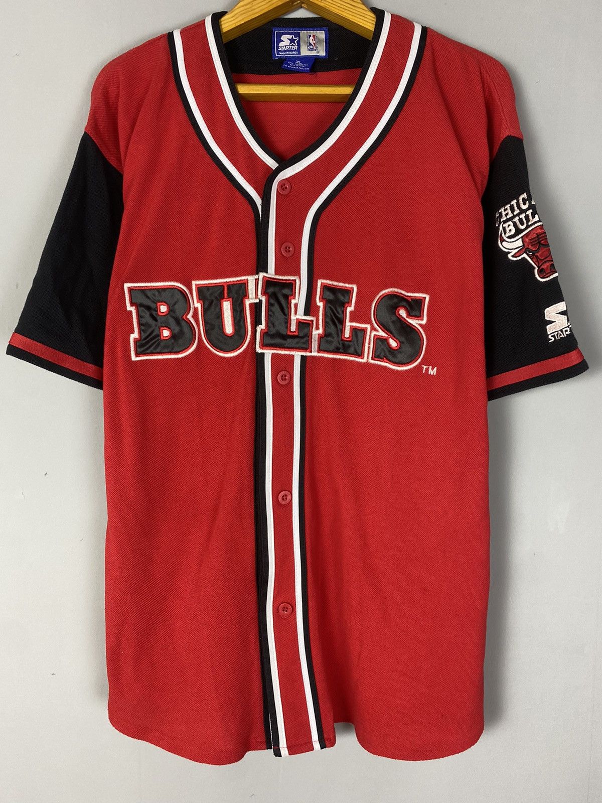 NBA × Starter × Vintage Vintage Chicago bulls starter big logo polo tee T-shirt Size US XL / EU 56 / 4 - 3 Thumbnail