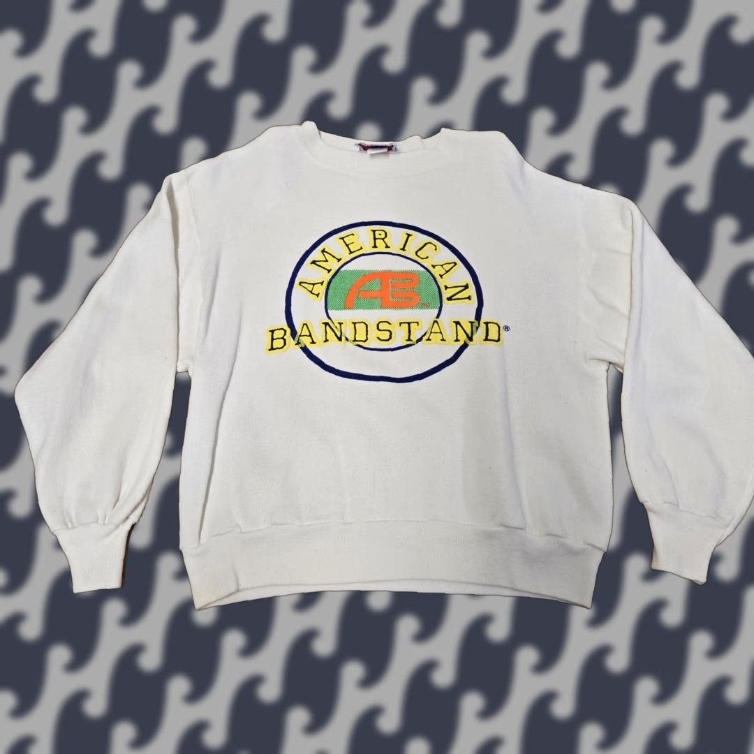 VINTAGE American Bandstand Sweatshirt Mens Large White Crewneck Made in USA 90s