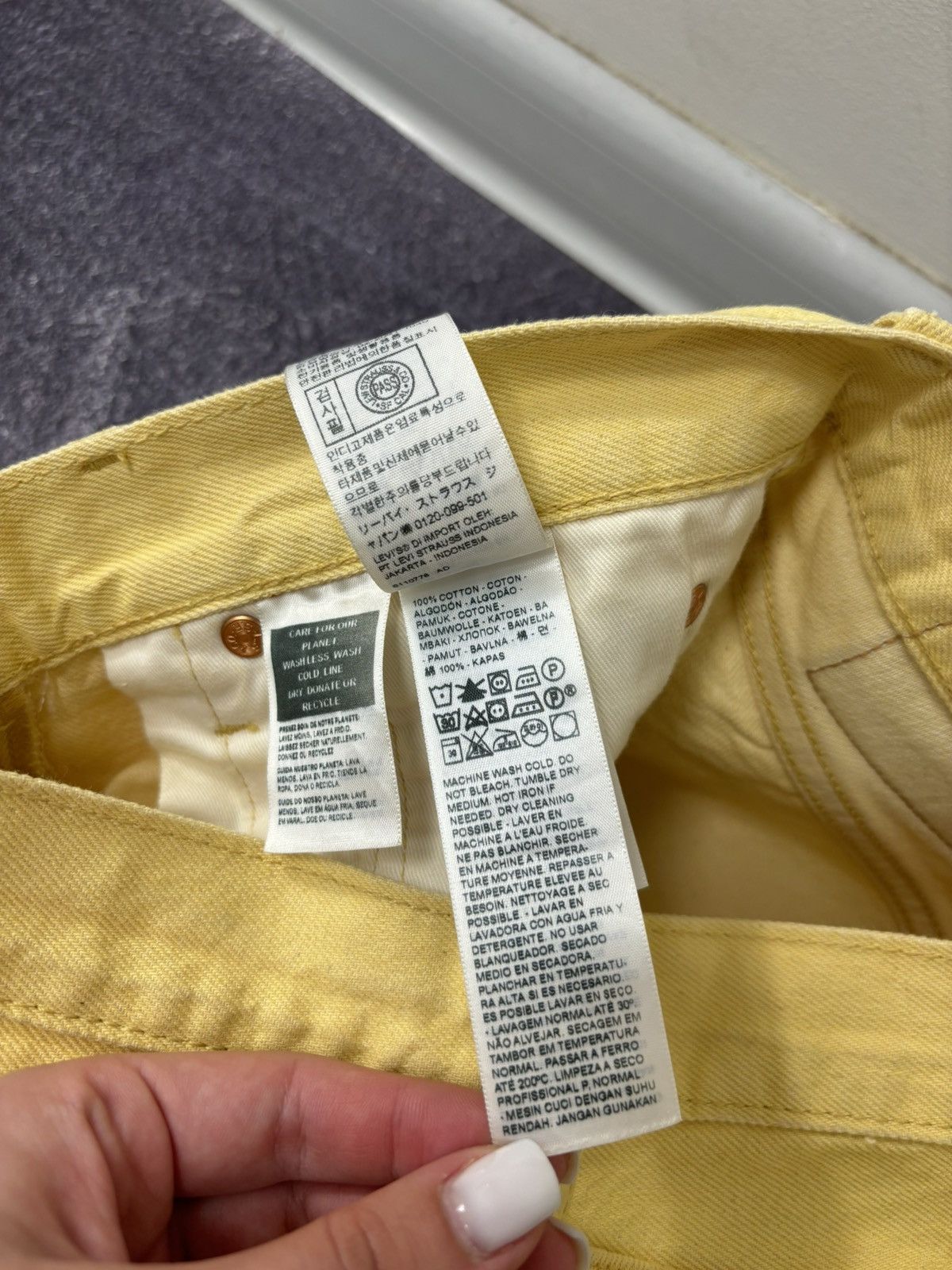 Levi's Levi’s Premium 501 Lemon Tab Slim Fit Yellow Denim Jeans Size US 28 / EU 44 - 20 Thumbnail