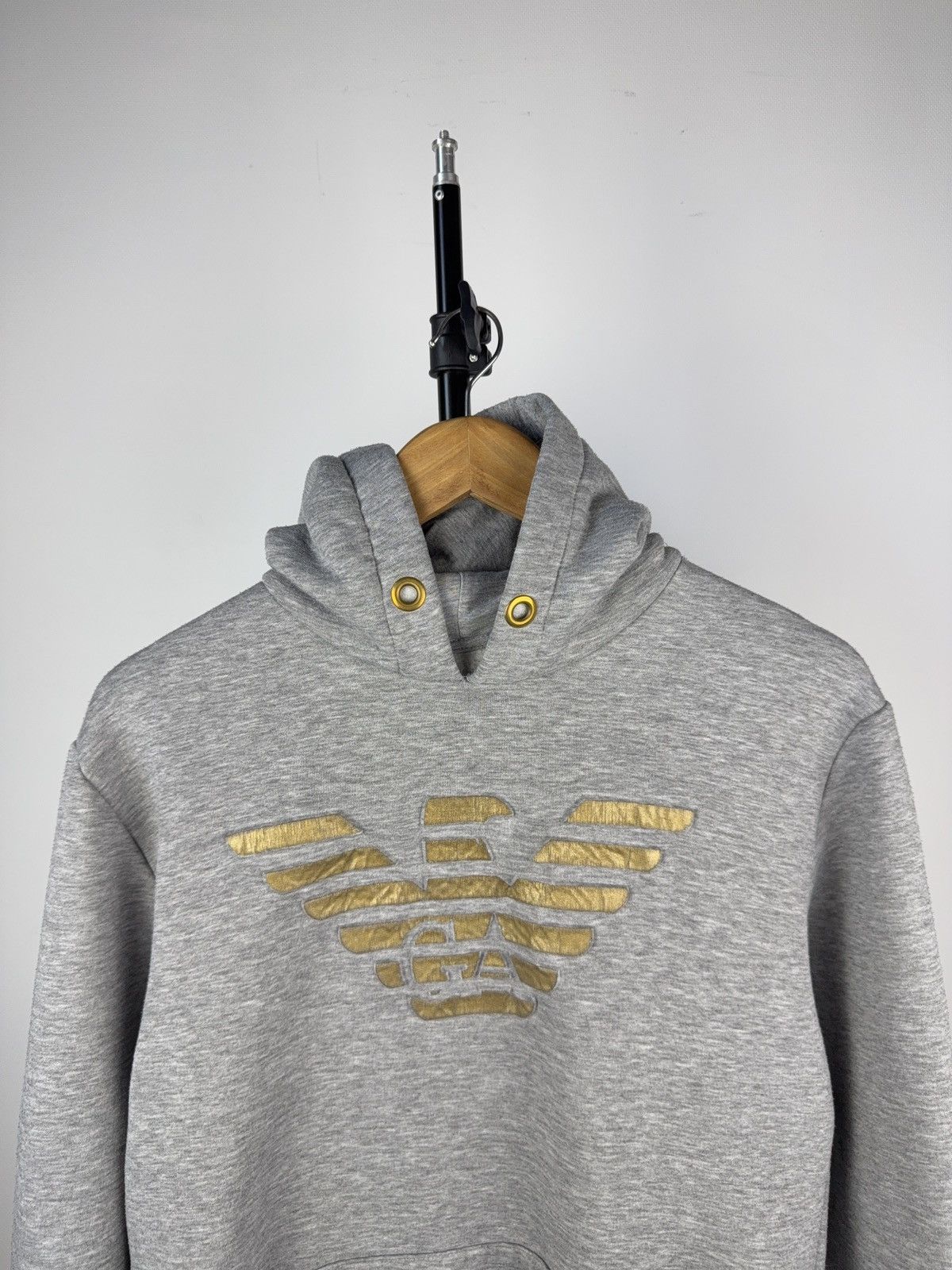 Giorgio Armani Vintage 00s Italy Giorgio Armani Hoodie Grey 3D Gold Logo Size US M / EU 48-50 / 2 - 2 Thumbnail