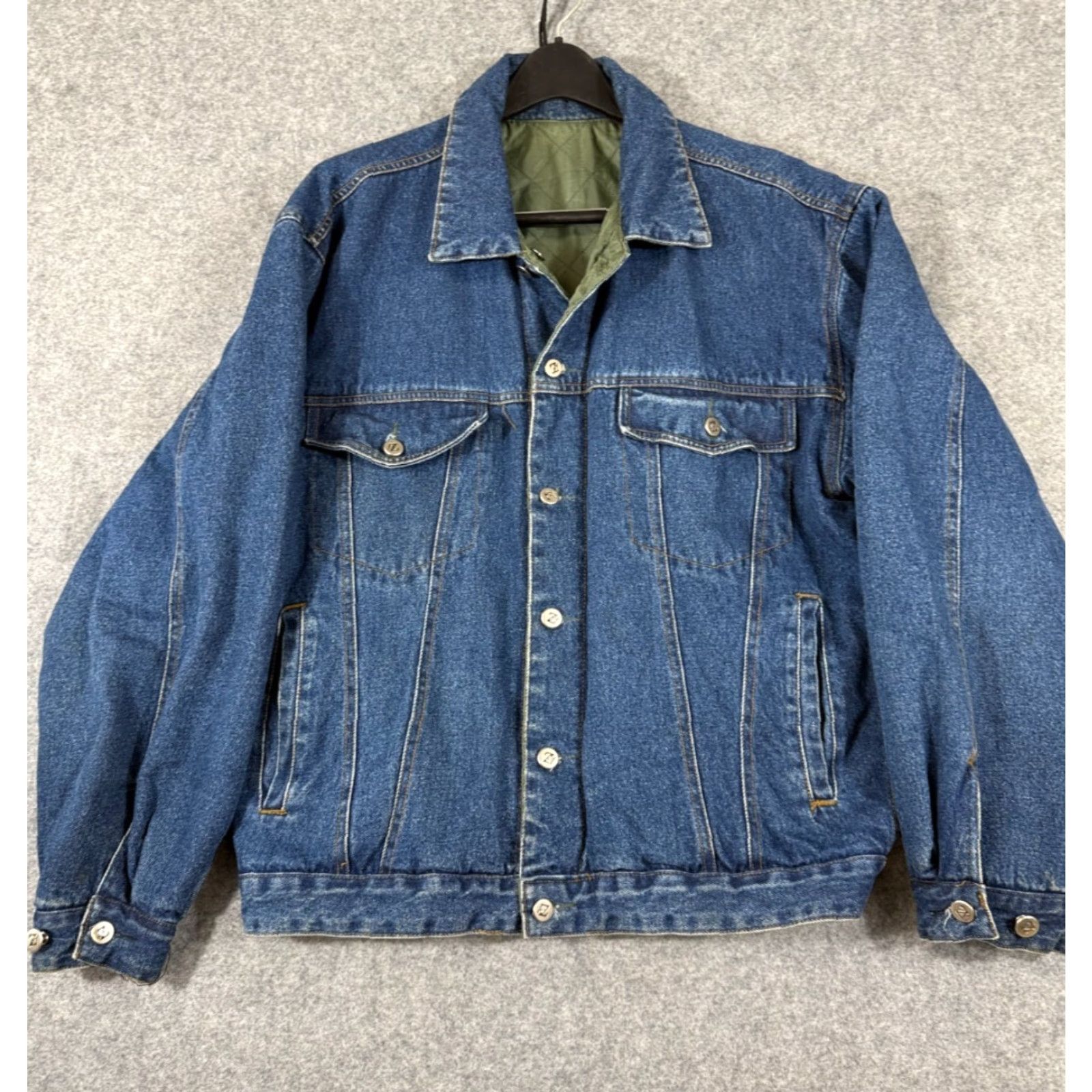 Vintage VINTAGE AriZona Jean Co Jacket Mens Large Blue Denim Quilted Lined Button Front Cowboy Trucker 90s Size US 33 - 2 Thumbnail