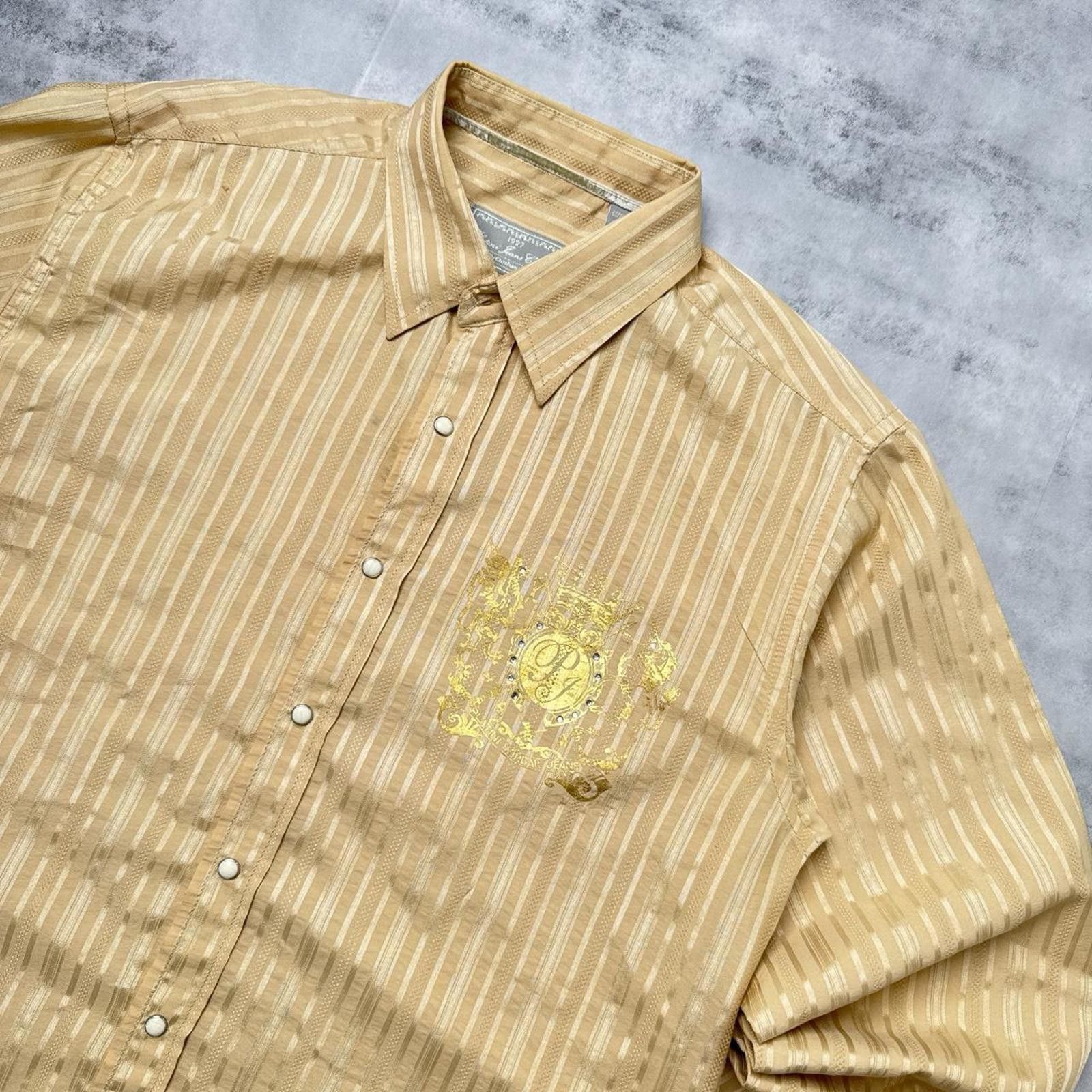 Affliction Y2K Platini Jeans Cougar Button Up Gold Shirt Size US L / EU 52-54 / 3 - 5 Thumbnail