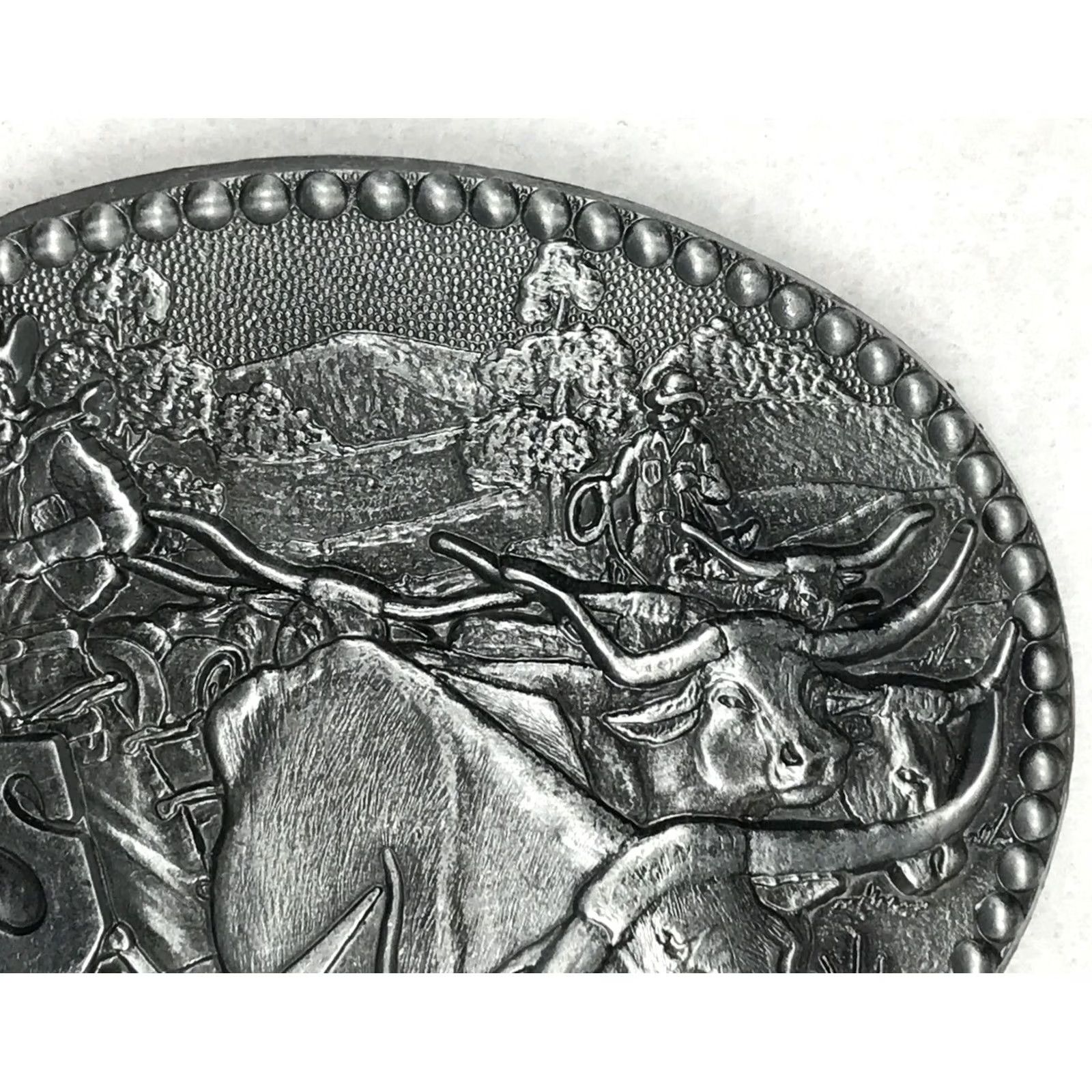 Vintage VINTAGE SHEPLERS COWBOY BULL PEWTER AWARD DESIGN MEDALS BELT BUCKLE horse 80s Mens Size ONE SIZE - 4 Thumbnail