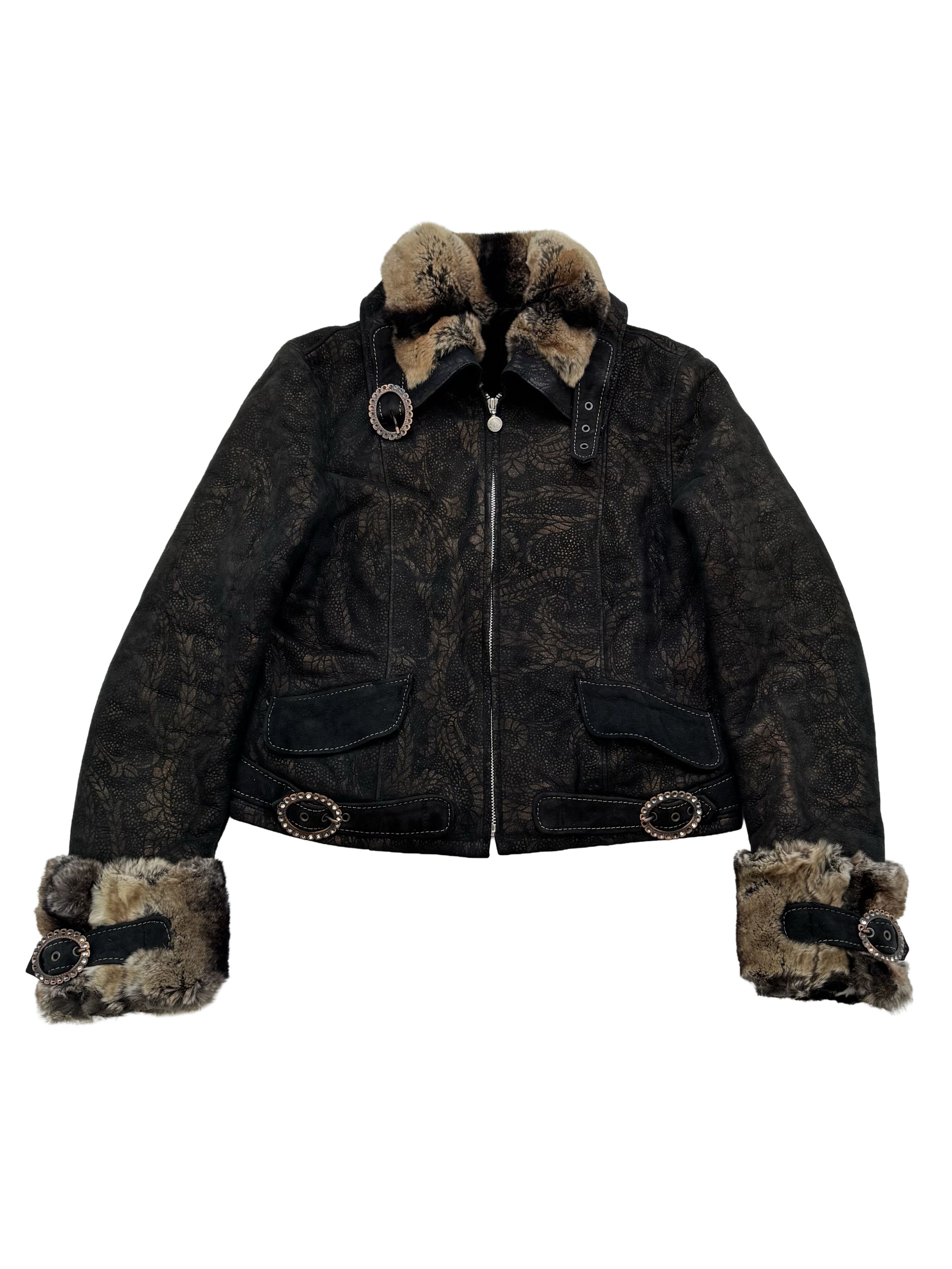 Vintage Vintage Real Sheepskin Cropped Jacket With Straps Size L / US 10 / IT 46 - 5 Thumbnail