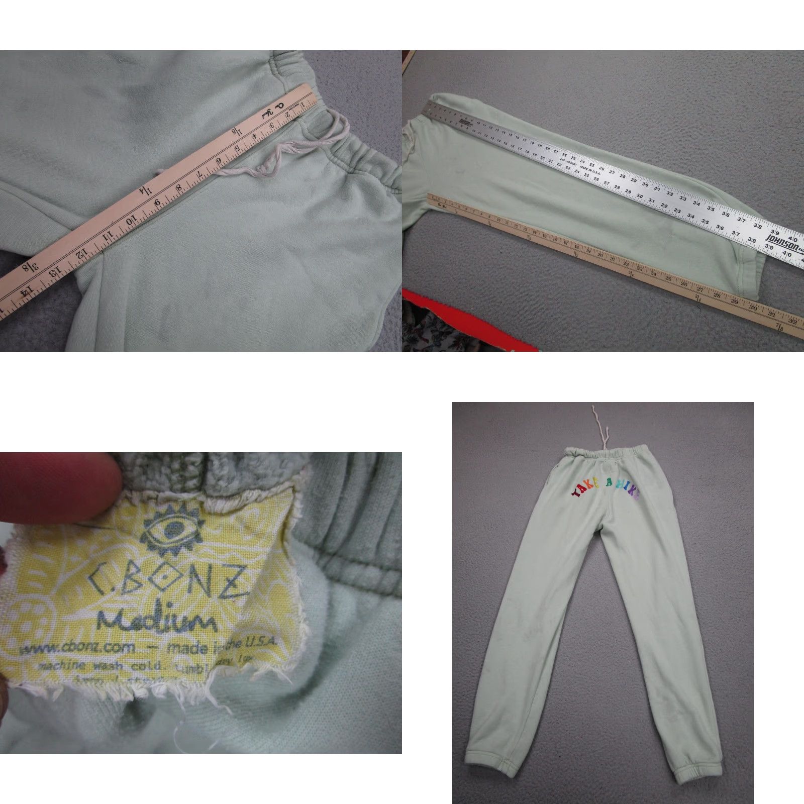 Vintage Cbonz Sweatpants Womens Medium Mint Green Fleece Take A Hike Embroidered Size 32" / US 10 / IT 46 - 8 Thumbnail