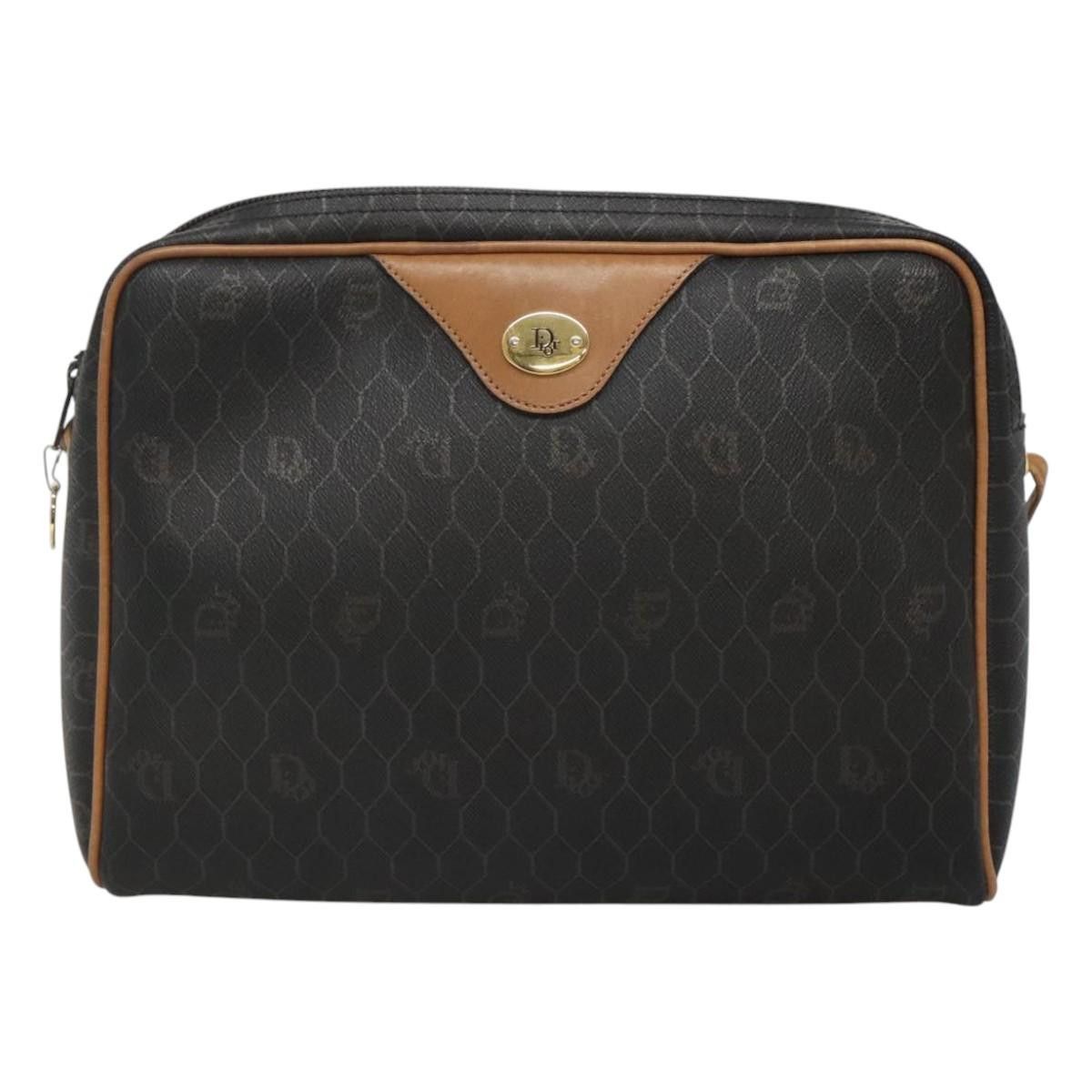 DIOR Honeycomb Canvas Shoulder Bag Black Gold