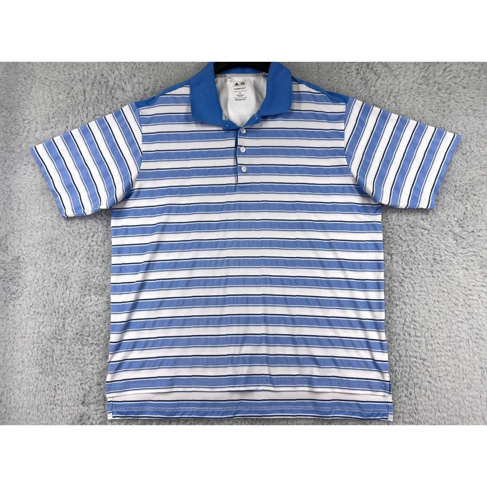 Adidas Adidas Polo Shirt Mens XL Blue Striped 100% Polyester Golf Polo Shirt Size US XL / EU 56 / 4 - 2 Thumbnail