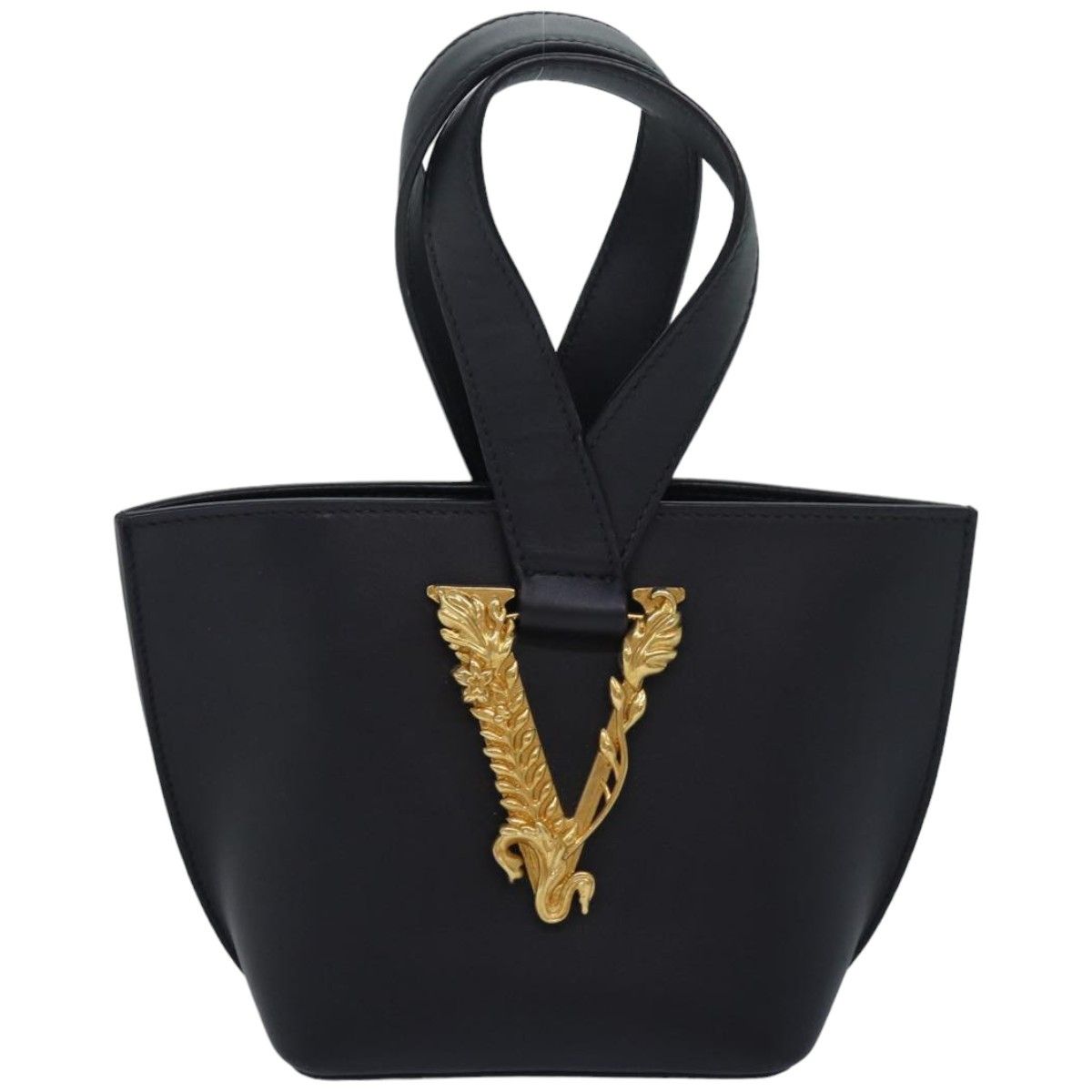 Versace Virtus Black Leather Handbag (Pre-Owned) Size ONE SIZE - 1 Thumbnail