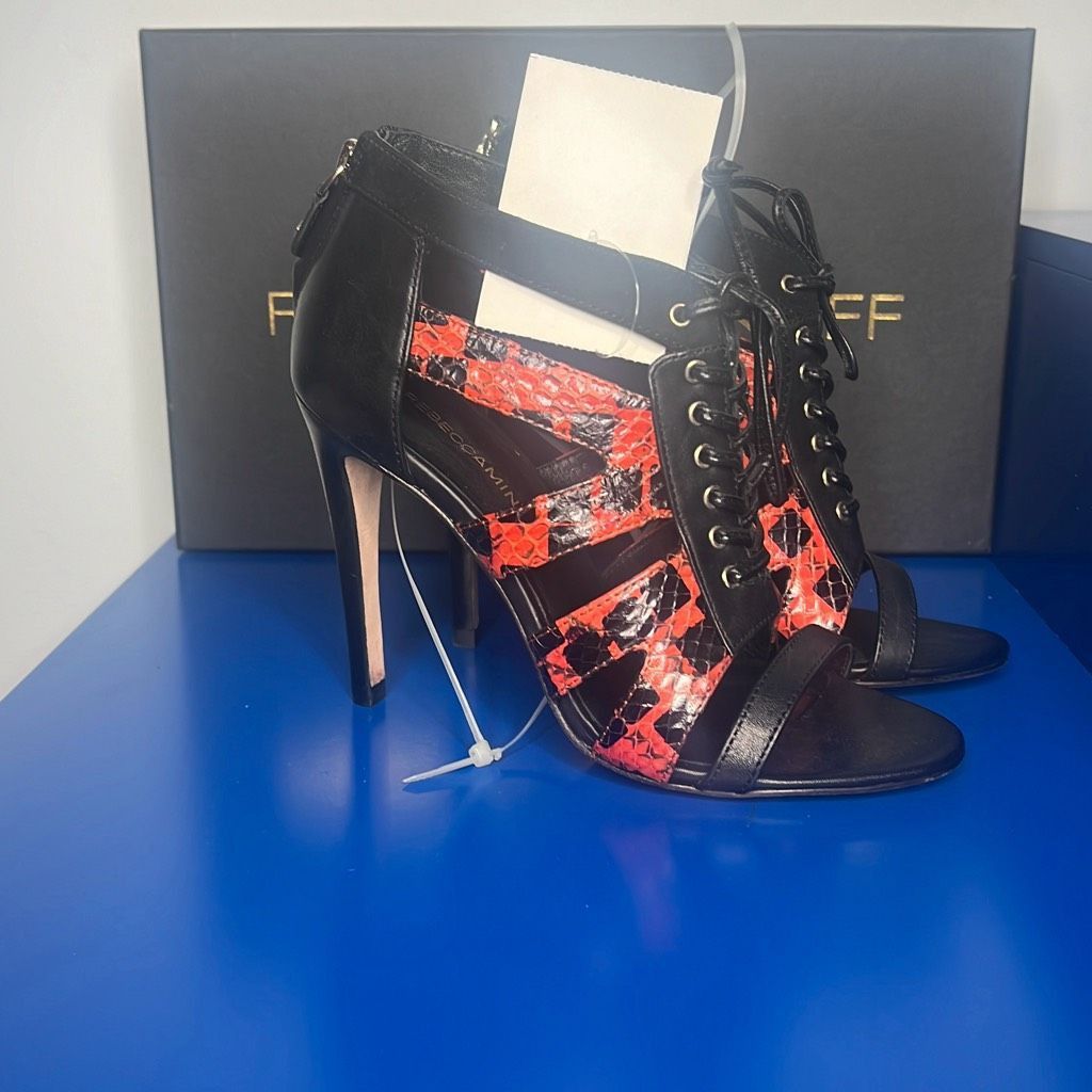 Rebecca Minkoff Nib Rebecca Minkoff Black Red Snake Print Lace High Heels Booties 36 / 6 Size US 6 / IT 36 - 2 Thumbnail