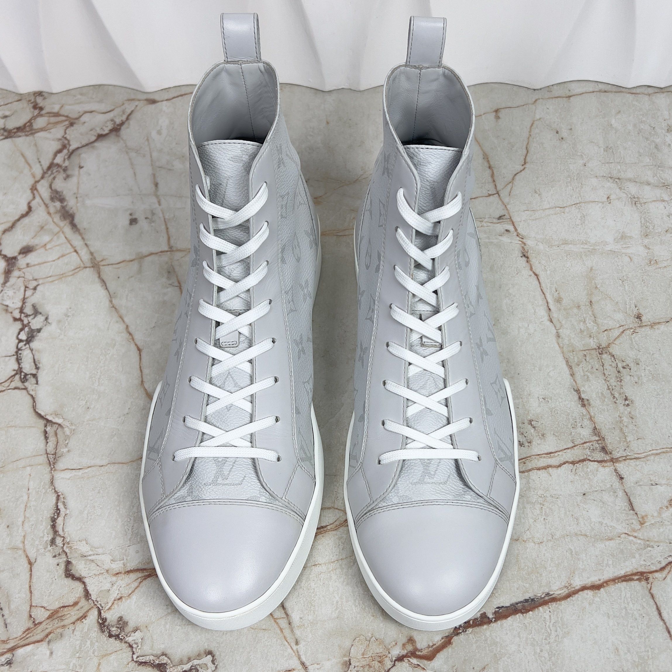 Louis Vuitton Match Up Sneaker LV Monogram Gray Leather Size US 11 / EU 44 - 2 Thumbnail