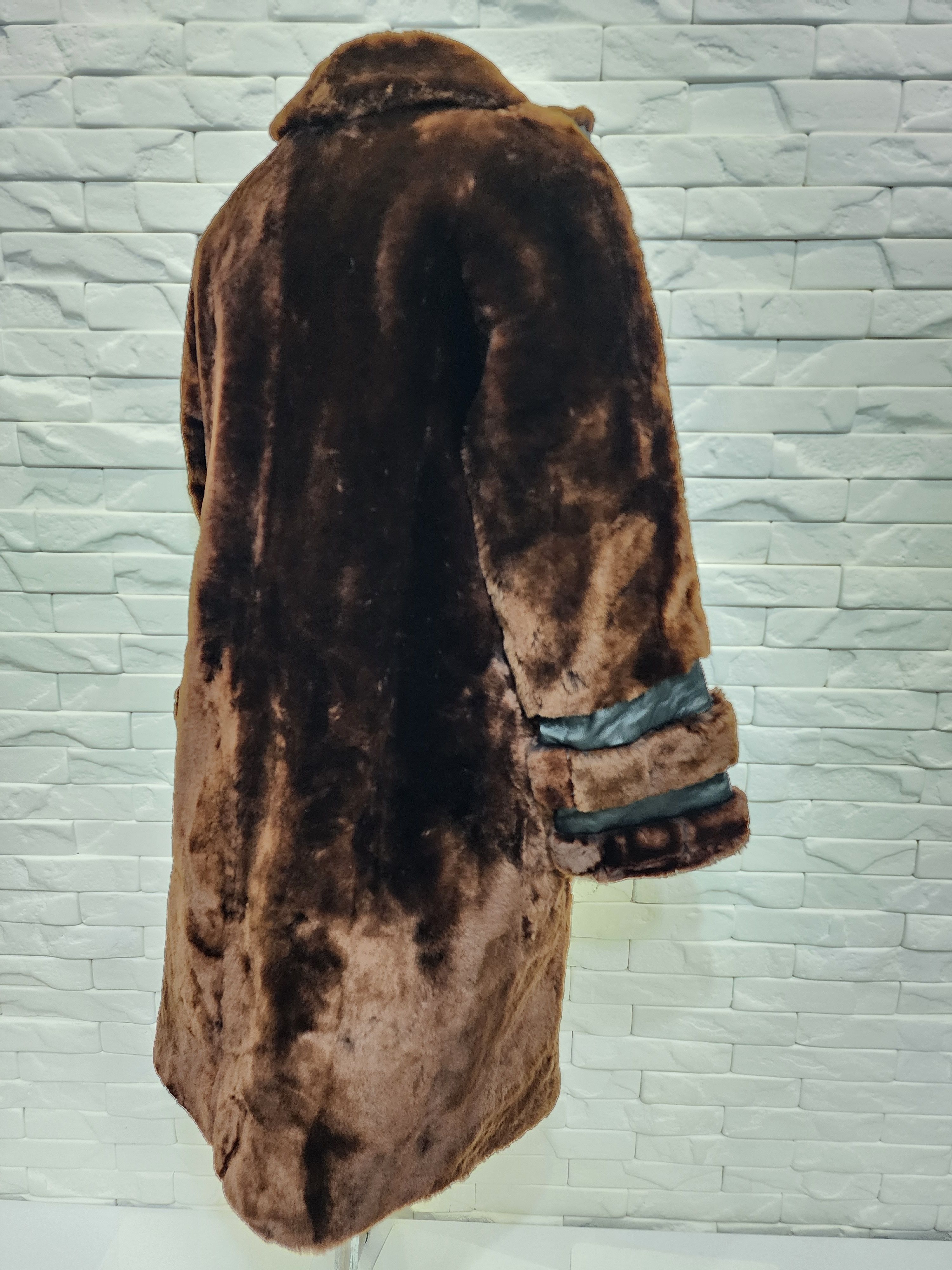Genuine Leather Brown women's fur coat. Size L / US 10 / IT 46 - 5 Thumbnail