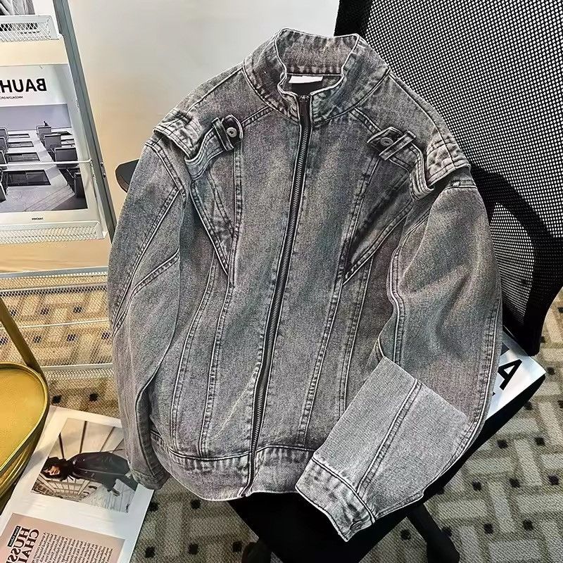 Japanese Brand Grey Washed Denim Jacket - Distressed Style - Y2K Biker Size US XXL / EU 58 / 5 - 1 Thumbnail