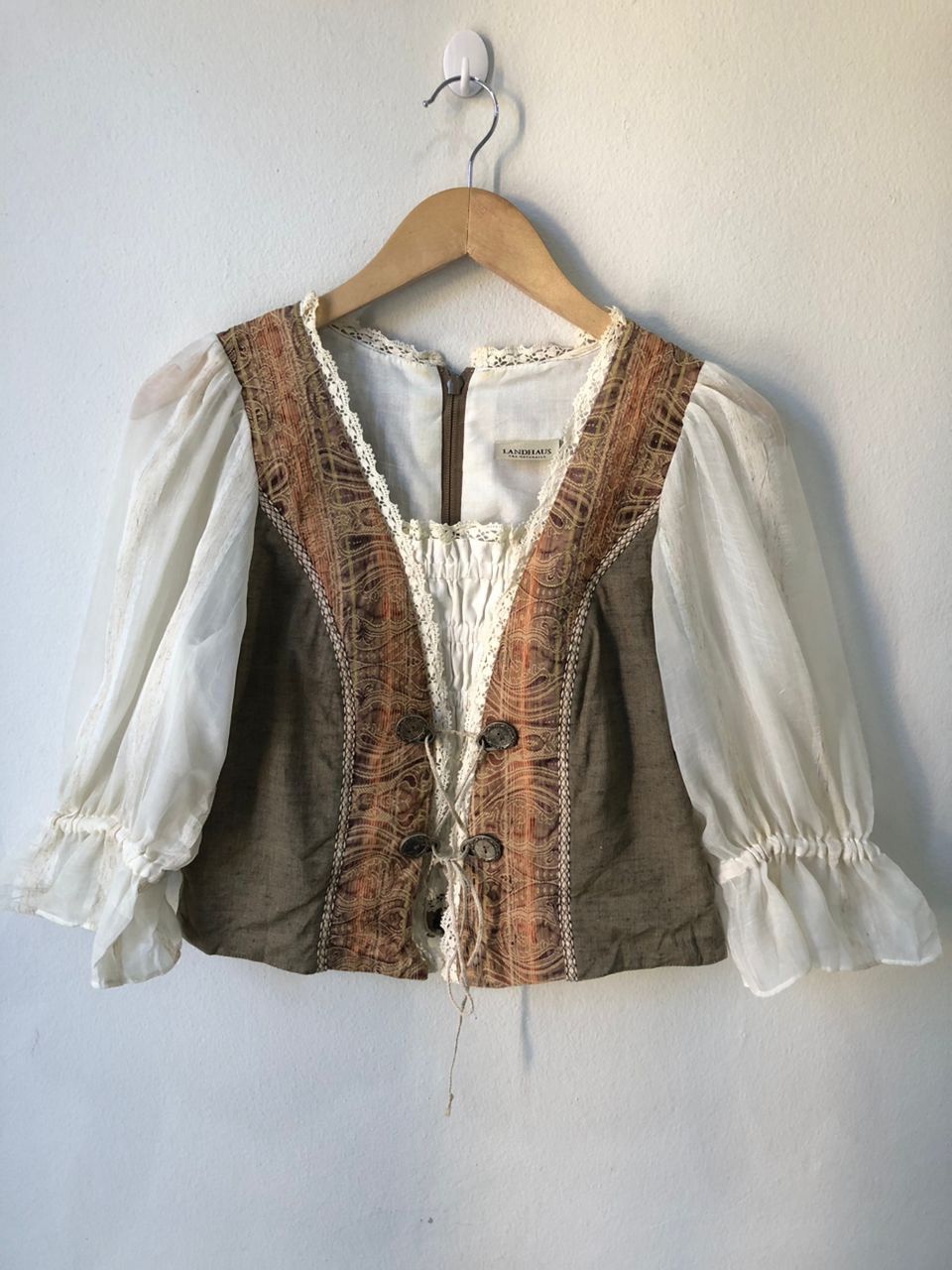 Vintage Vintage linen folk top dirndl corset Size M / US 6-8 / IT 42-44 - 2 Thumbnail