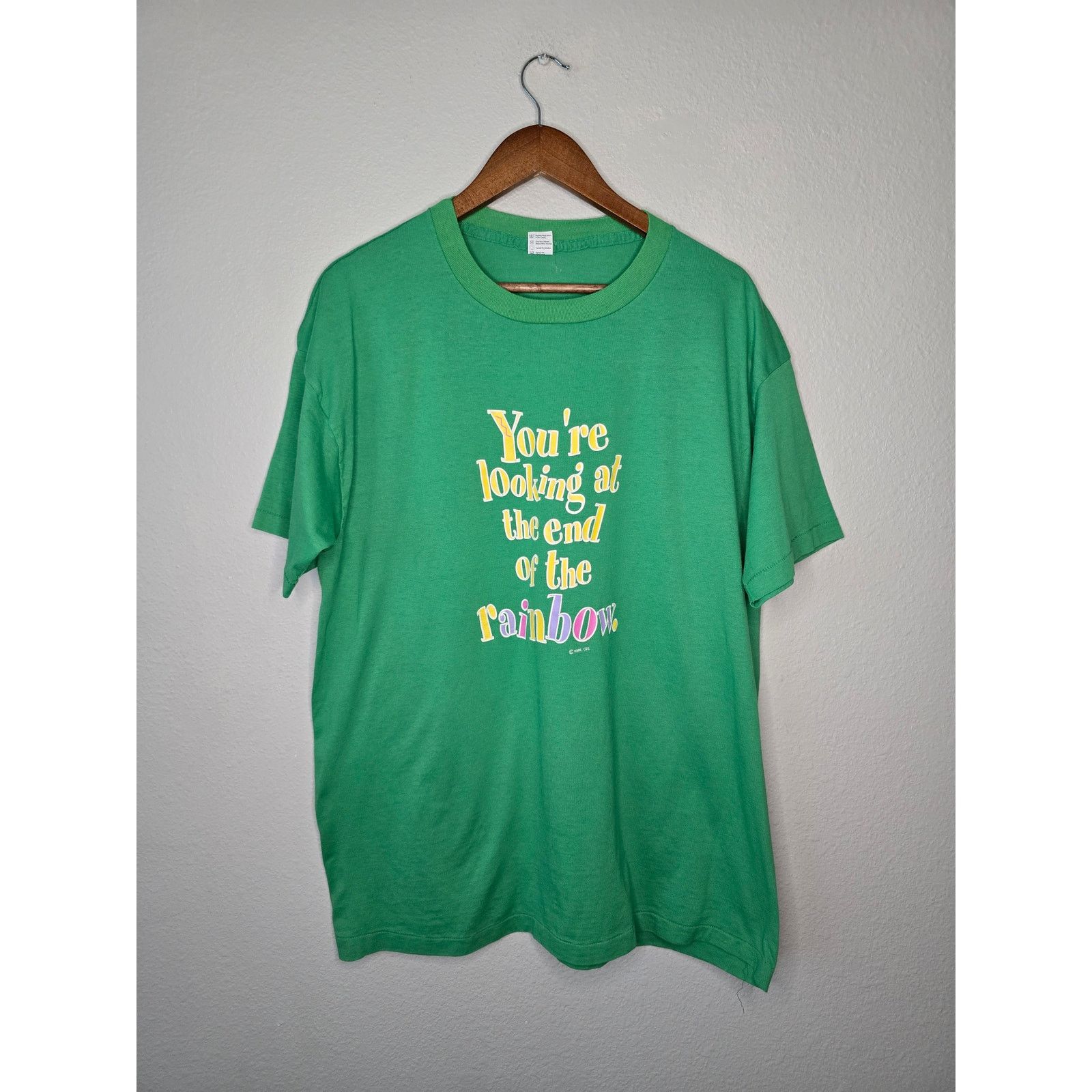 Jerzees × Vintage Vintage Rainbow Shirt Green Large Funny Short Sleeve Tee 90s Size US L / EU 52-54 / 3 - 1 Thumbnail
