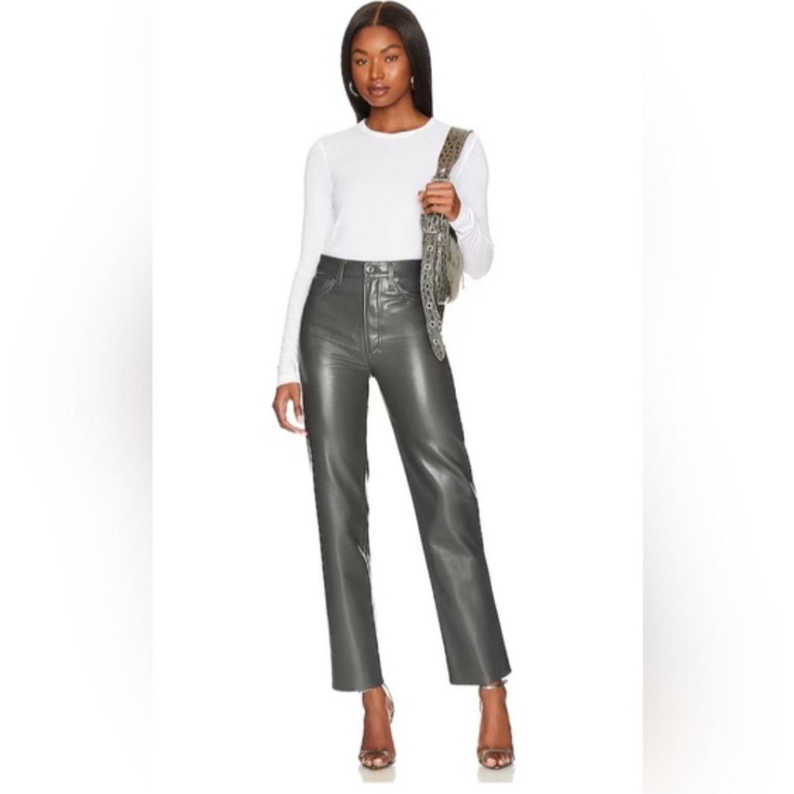 Agolde Agolde Recycled Leather 90's Pinch Waist Pants in Marker Size 34" / US 12 / IT 48 - 1 Thumbnail