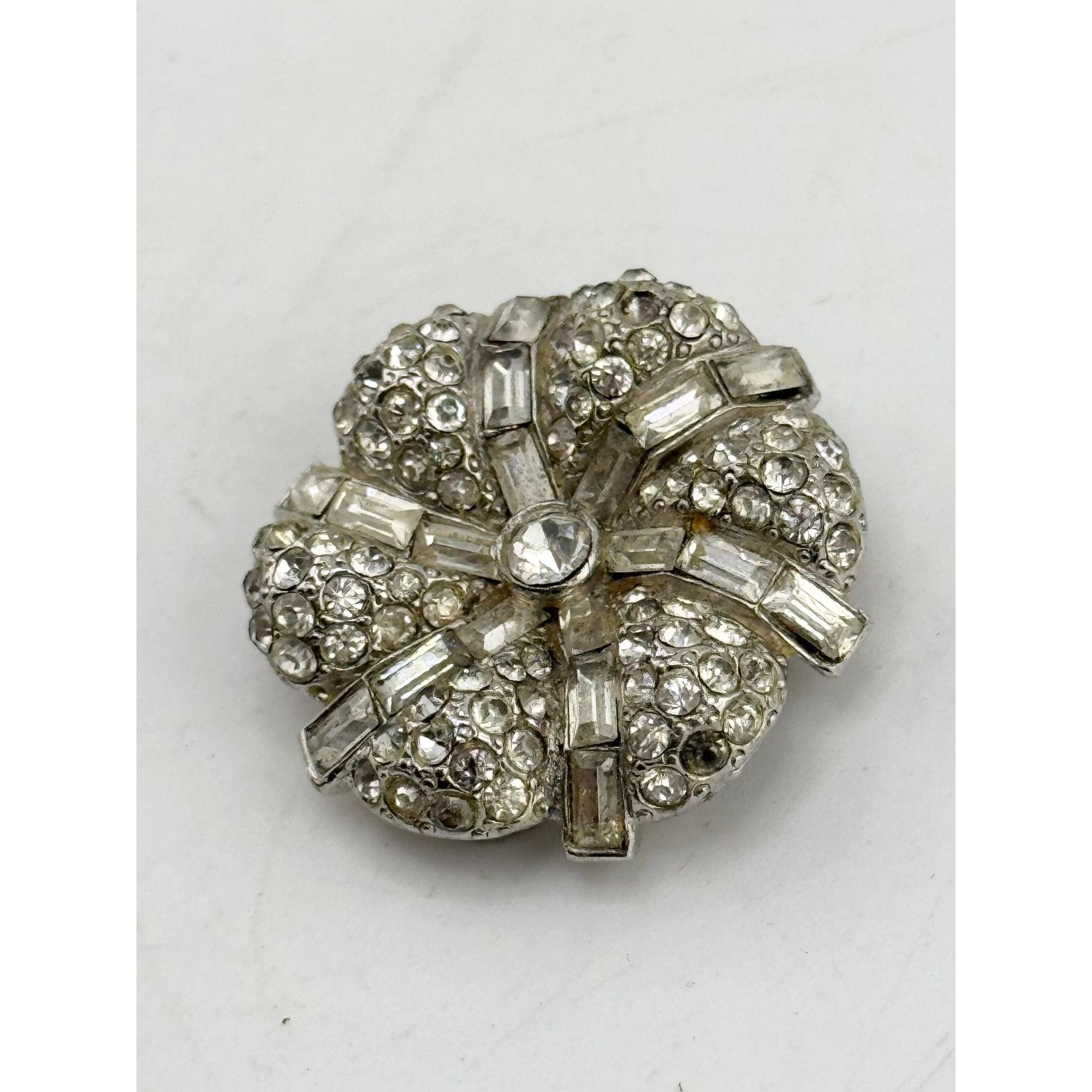 Vintage 1931 Waller Patent 1801128 Art Deco Rhodium Plate Clear Rhin Size ONE SIZE - 6 Thumbnail