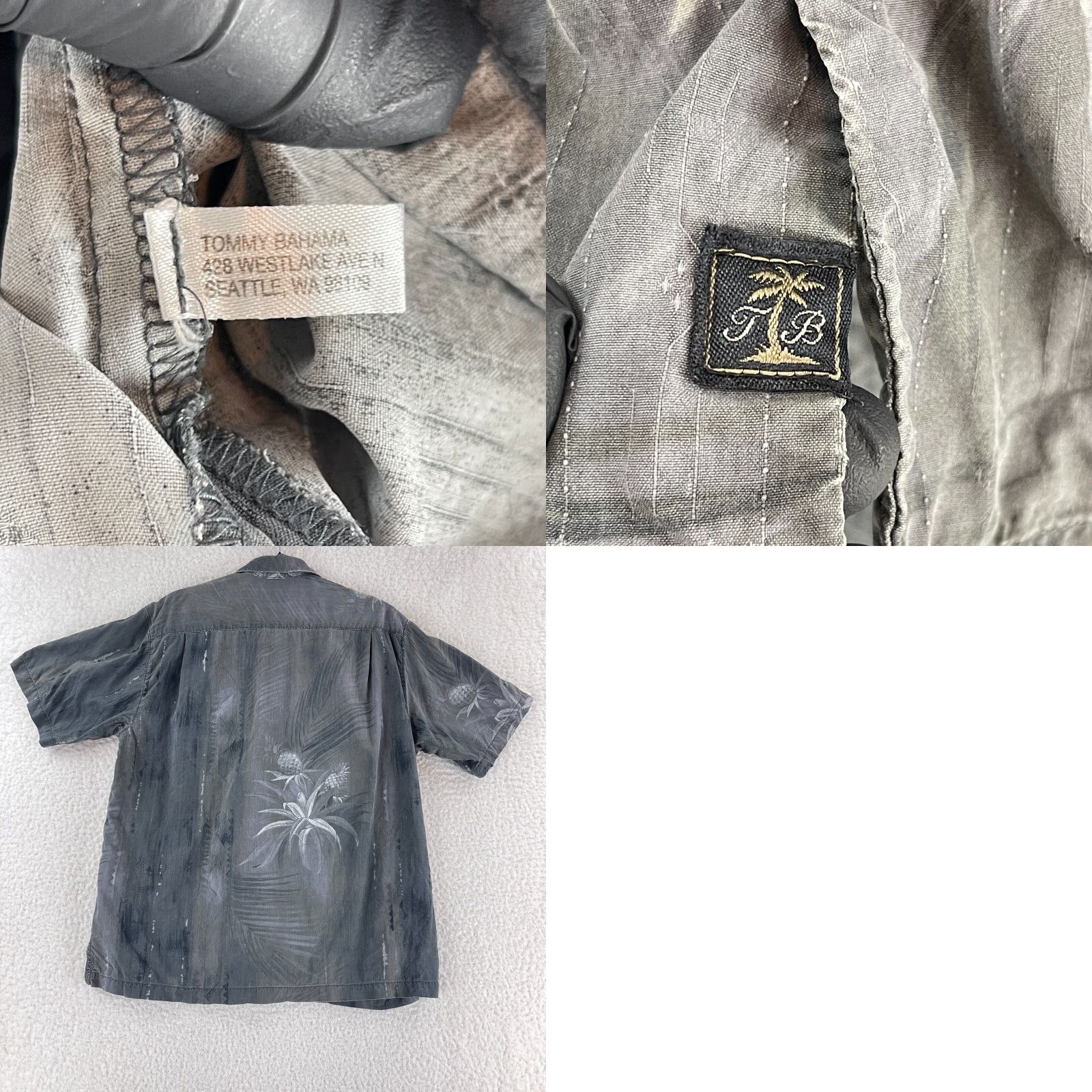 Tommy Bahama Tommy Bahama Button-Up Shirt Mens Large Gray Hawaiian Print 100% Silk Casual SS Size US L / EU 52-54 / 3 - 9 Thumbnail
