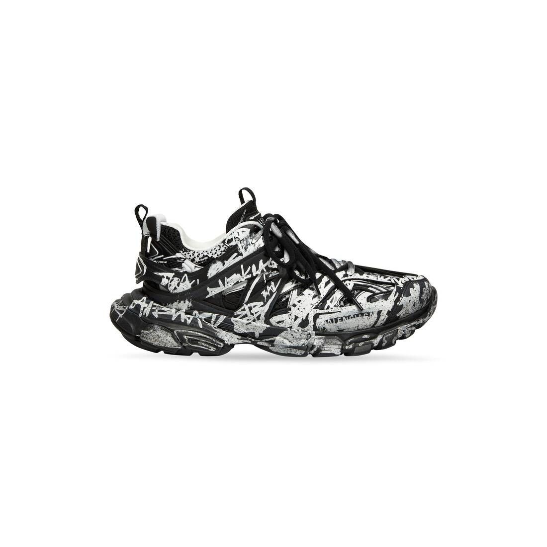 o1tr1nto0825 Track Graffiti Sneakers in Black/White