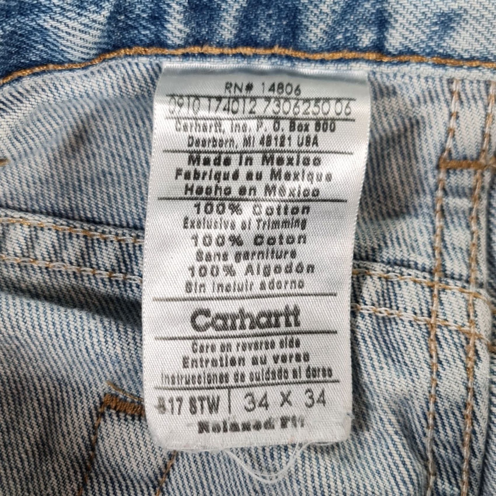 Carhartt Carhartt Jeans Mens Blue W34 L34 Relaxed Tapered Fit Denim Bum 100% Cotton Logo Pocket USA Hipster Retro Vintage N/A Size US 34 / EU 50 - 5 Thumbnail