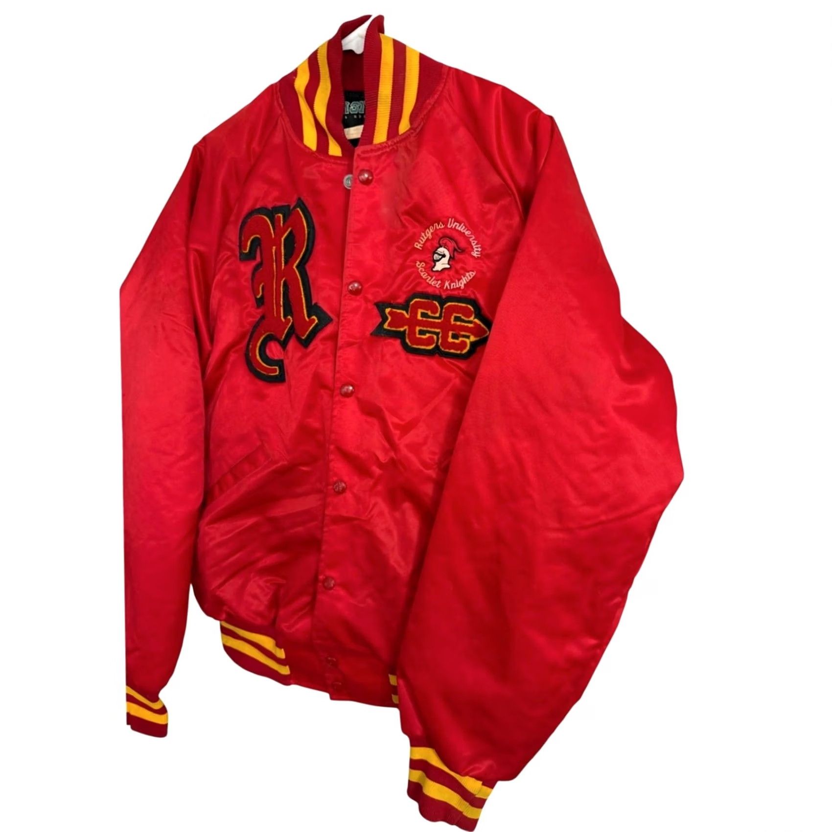 Vintage VINTAGE Rutgers Cross Country Varsity Satin Bomber Jacket Mens Medium Red 1/1 Rare 80s Size US M / EU 48-50 / 2 - 3 Thumbnail