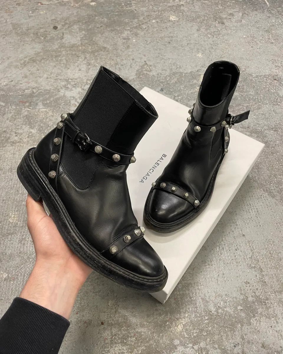Balenciaga Balenciaga Black Studded High Ankle Leather Boots Size US 6 / IT 36 - 1 Thumbnail