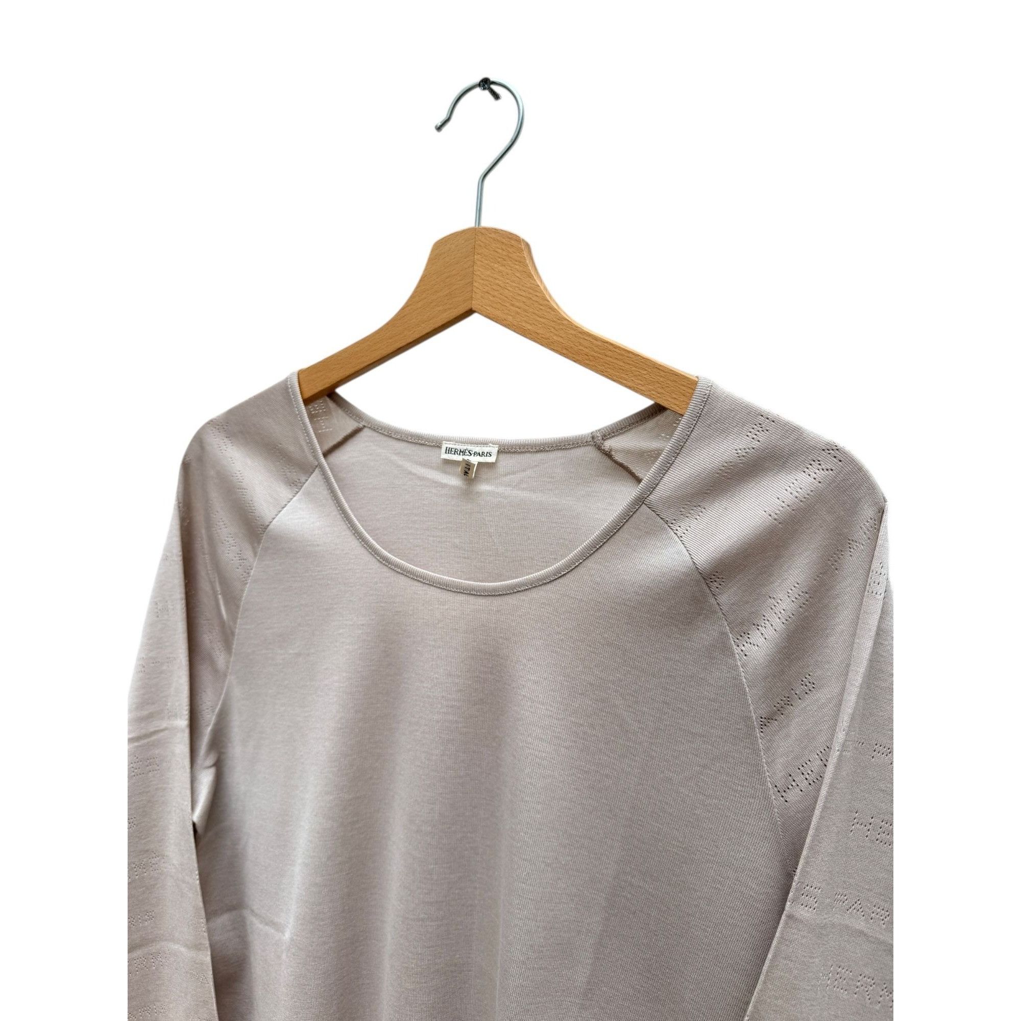 Hermes Martin Margiela Grey Long-Sleeve Knit Top Size L / US 10 / IT 46 - 2 Thumbnail